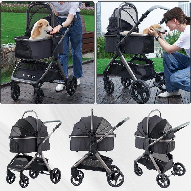 Carrito para Mascotas Tumitpet Plata 33 kg 4 Ruedas Plegable