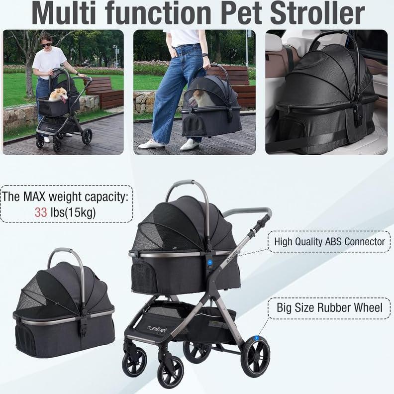 Carrito para Mascotas Tumitpet Plata 33 kg 4 Ruedas Plegable
