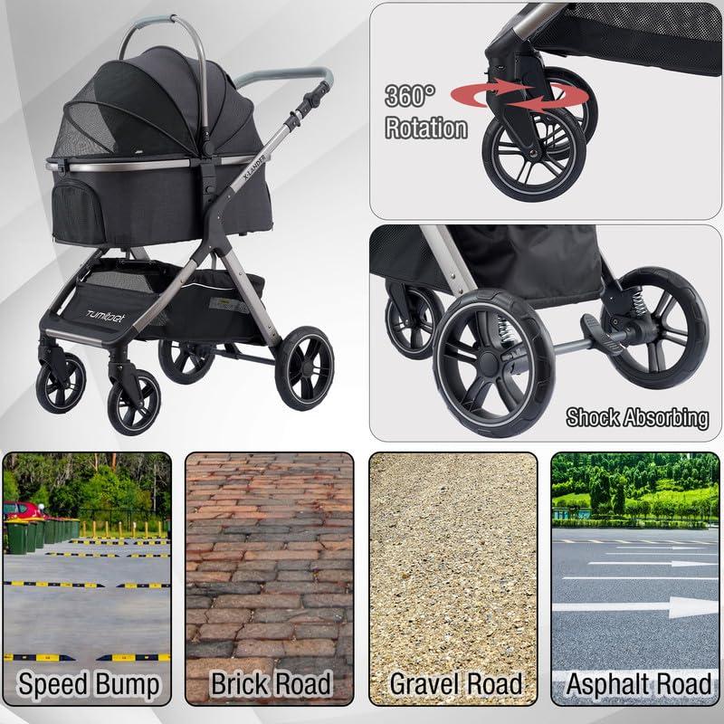 Carrito para Mascotas Tumitpet Plata 33 kg 4 Ruedas Plegable