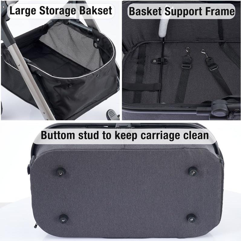 Carrito para Mascotas Tumitpet Plata 33 kg 4 Ruedas Plegable