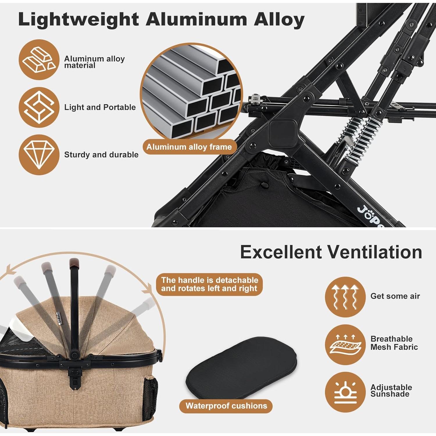 Carrito para Mascotas JoPet PS-BF01-B Plegable 20kg Gris Hierro