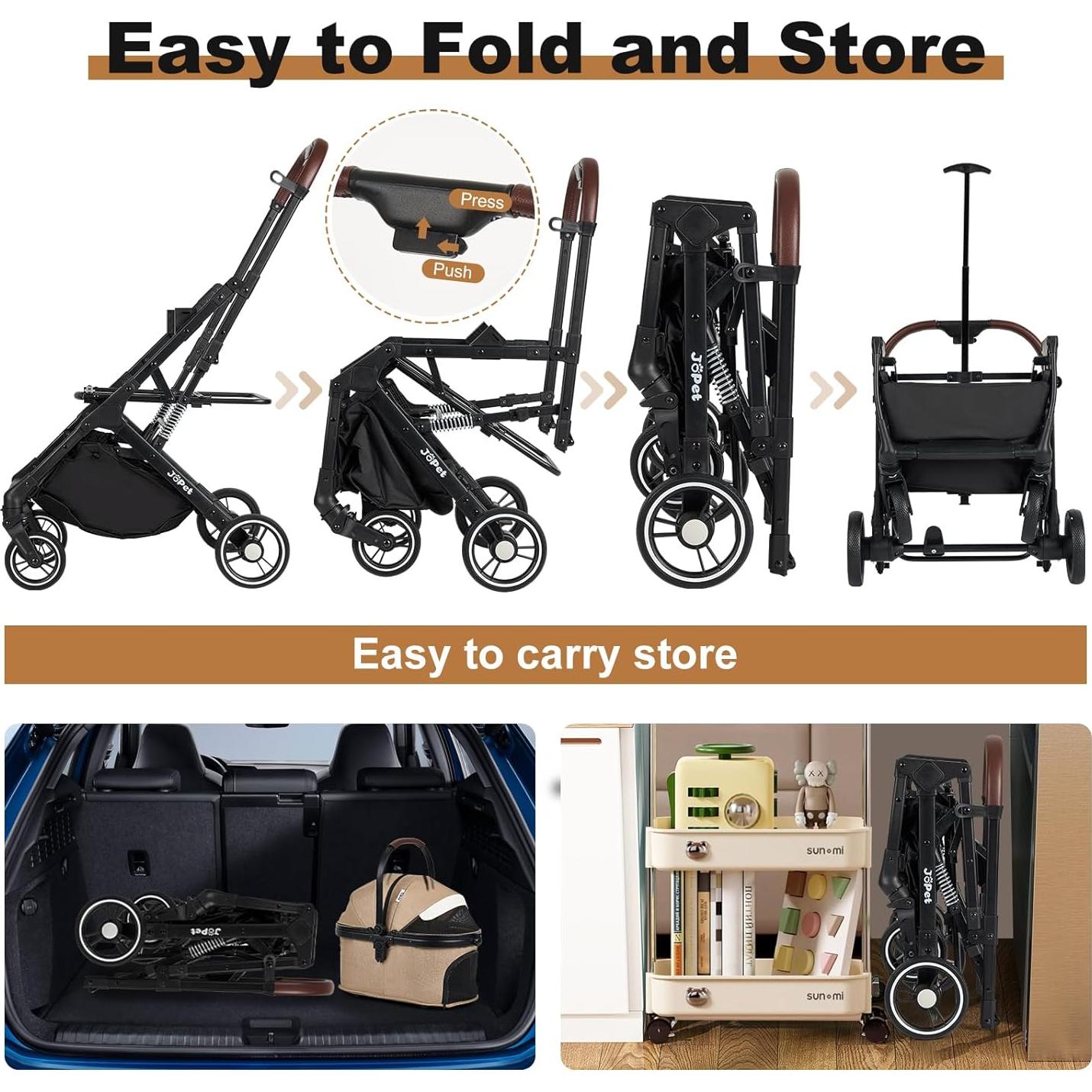 Carrito para Mascotas JoPet PS-BF01-B Plegable 20kg Gris Hierro