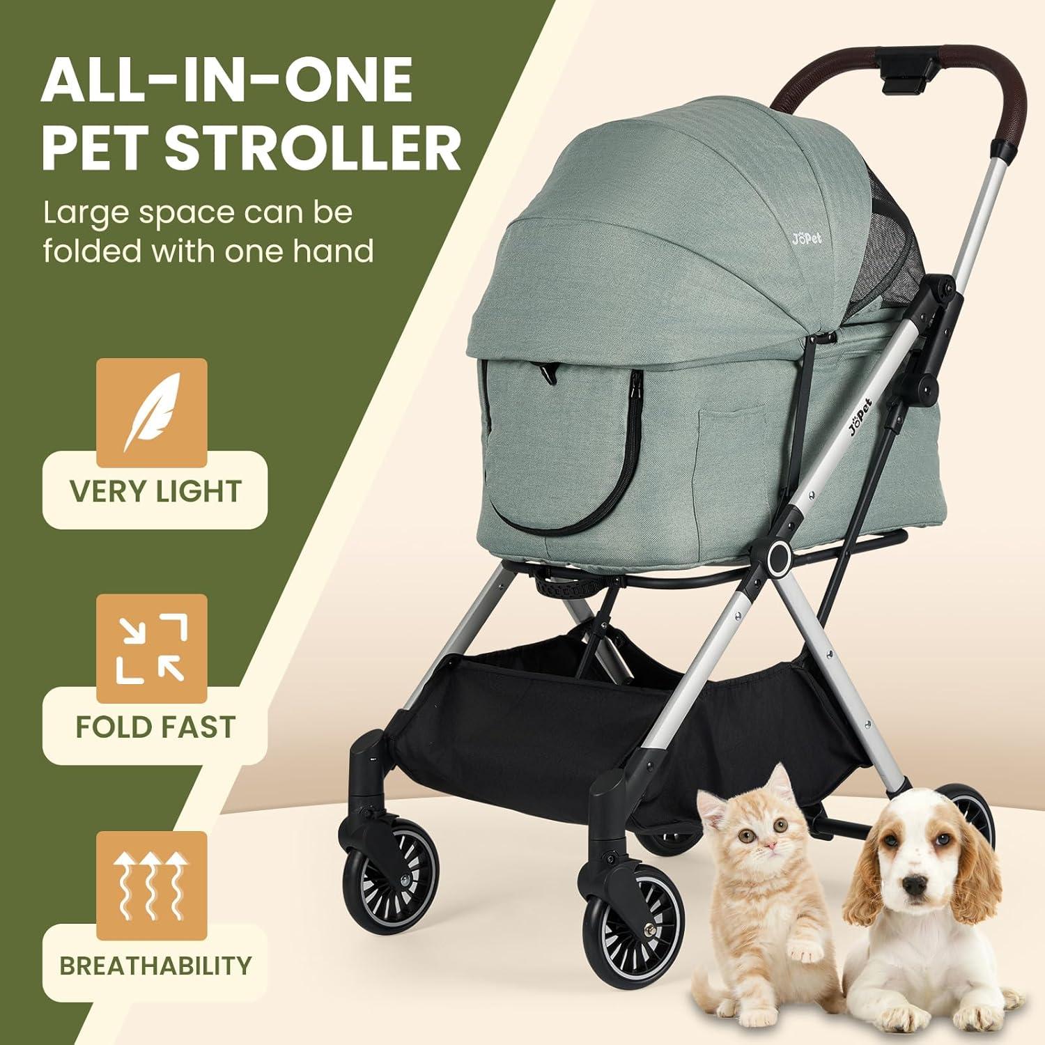 Carrito para Mascotas JoPet Verde Salvia Plegable Ligero