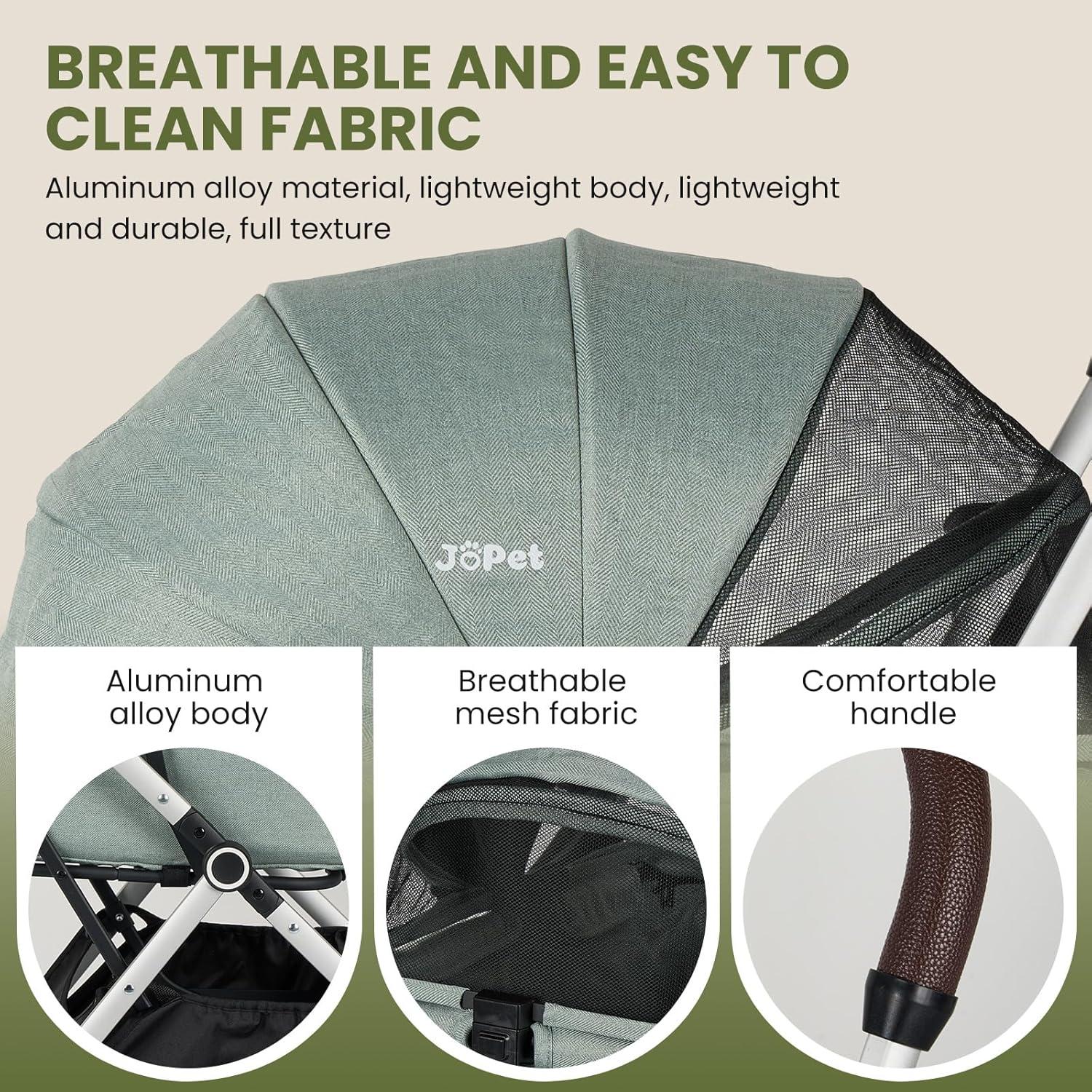 Carrito para Mascotas JoPet Verde Salvia Plegable Ligero