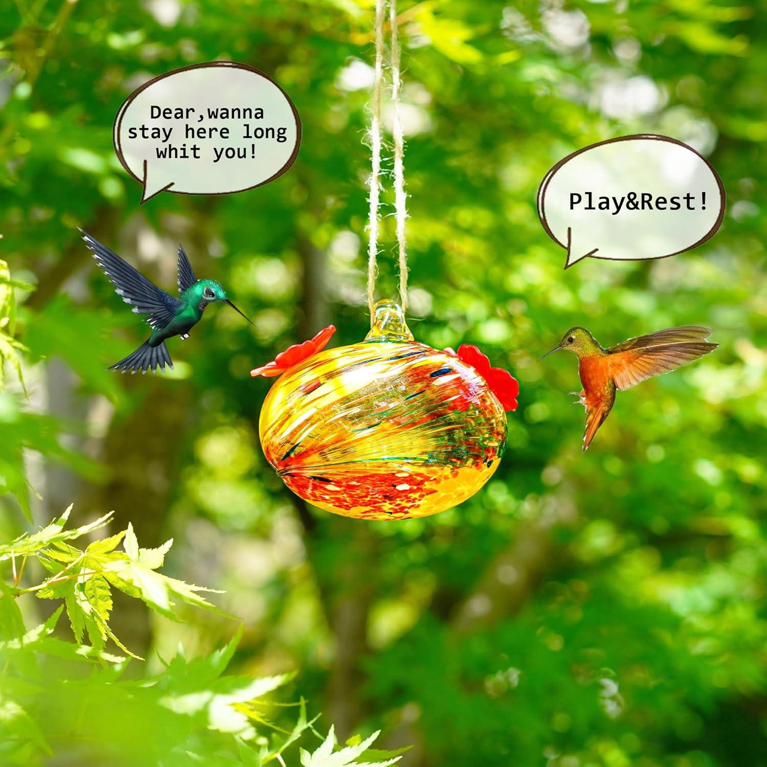 Comedero de colibrí de vidrio soplado KRISININE 97.6ml