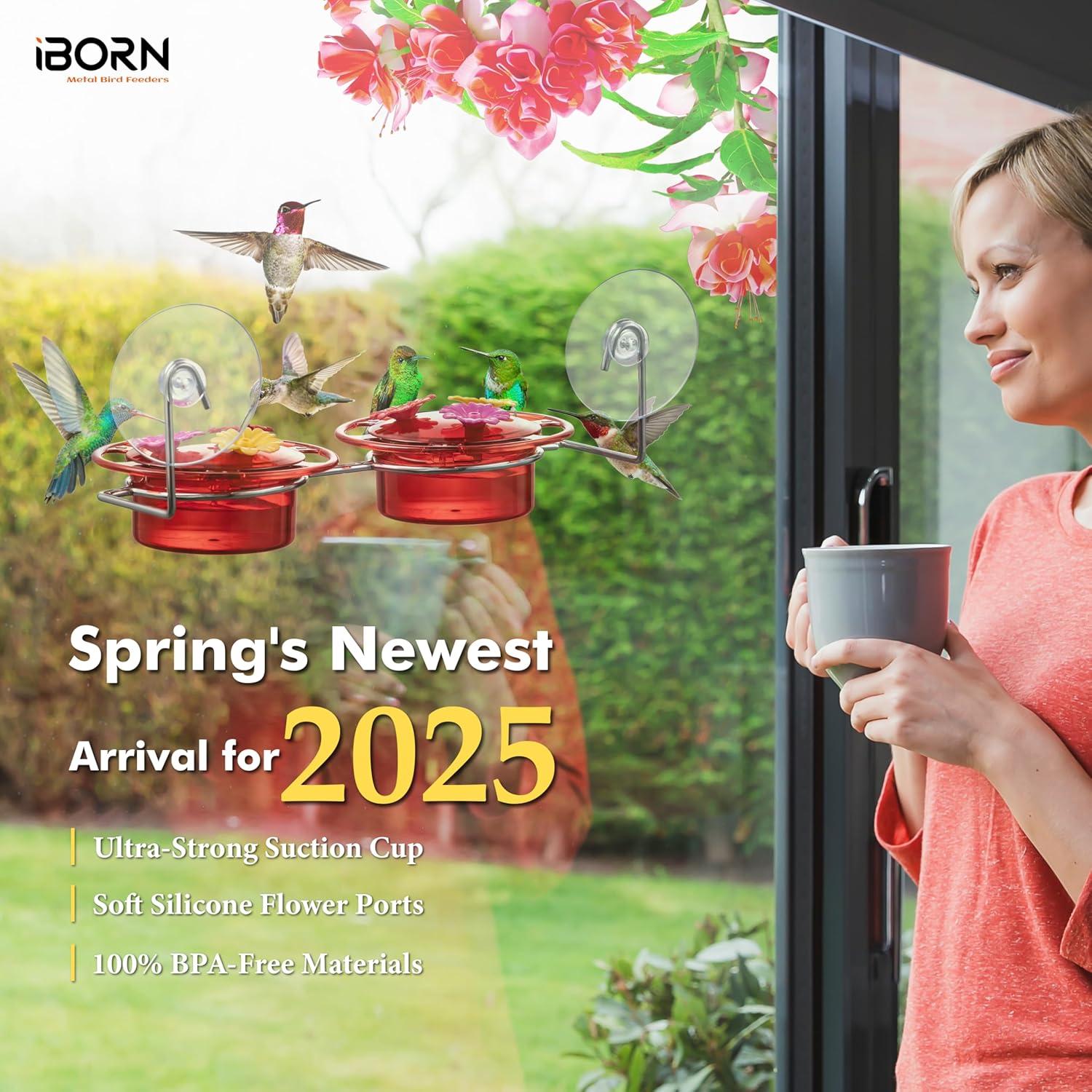 Alimentador de Colibríes iBorn Ventana 85g Rojo con Ventosas