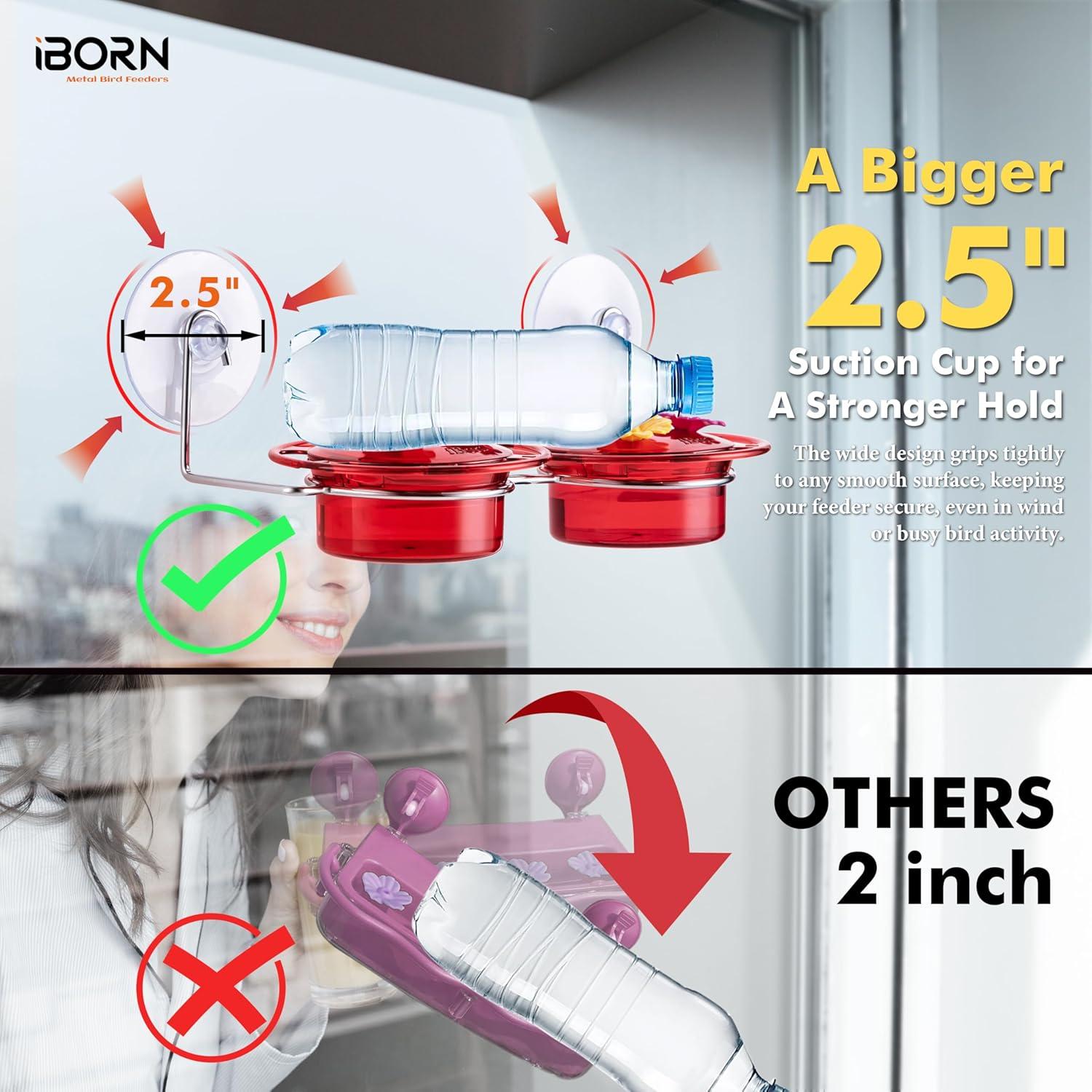 Alimentador de Colibríes iBorn Ventana 85g Rojo con Ventosas