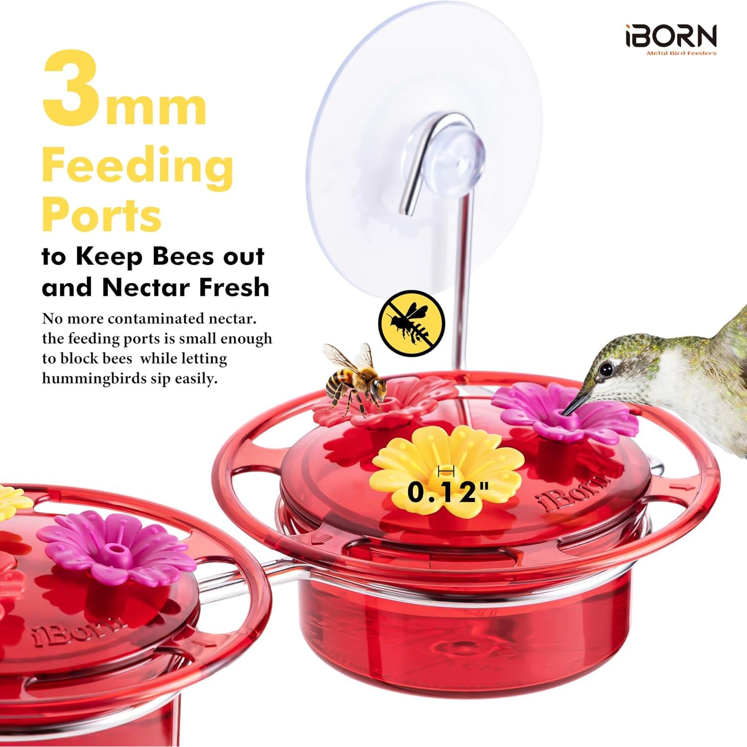 Alimentador de Colibríes iBorn Ventana 85g Rojo con Ventosas