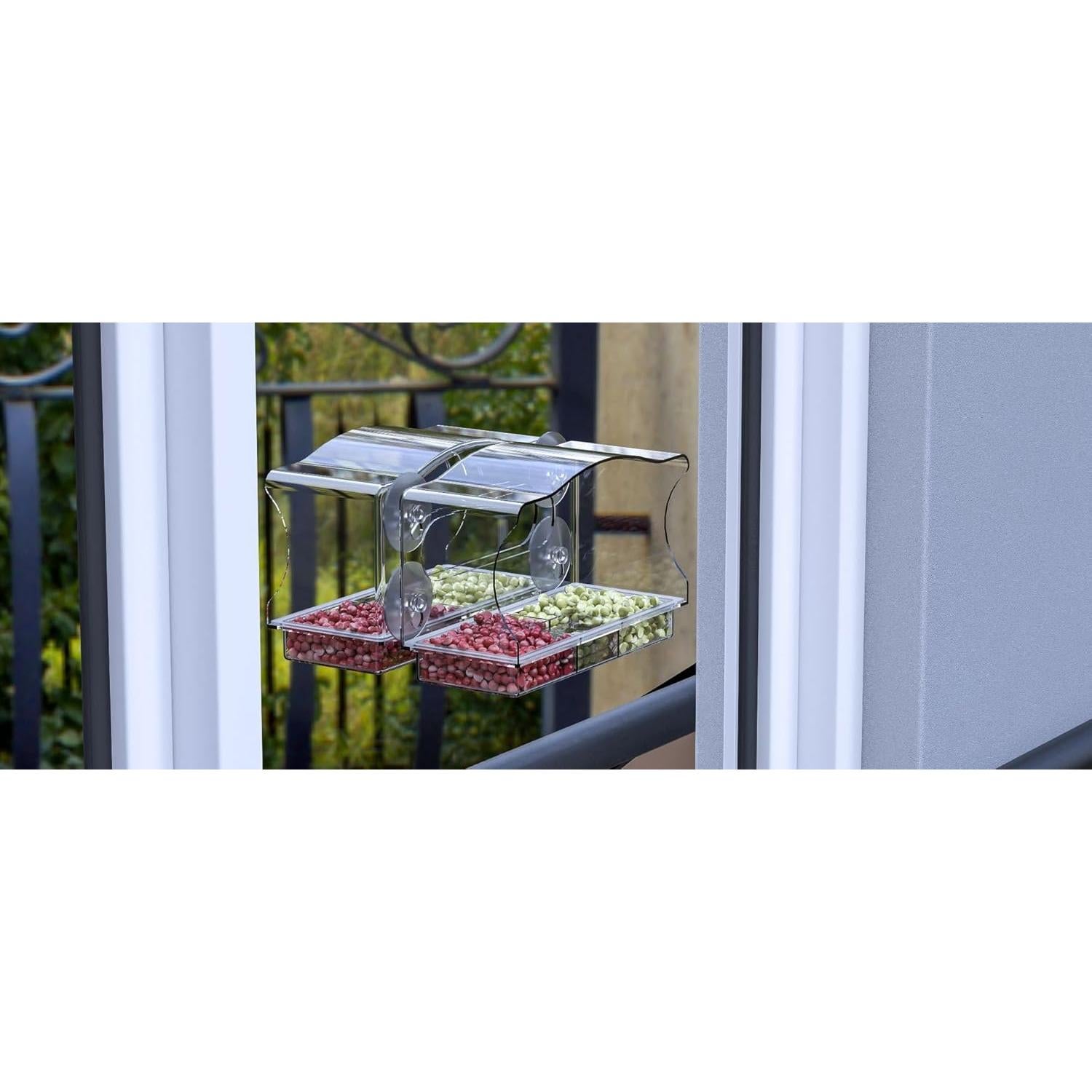 Comedero para Aves JunC Montaje en Ventana Acrílico 24.9x10.9cm