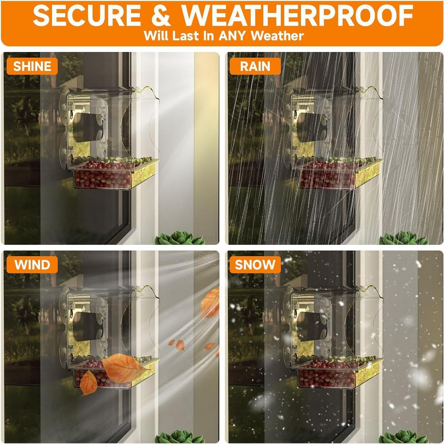 Comedero para Aves JunC Montaje en Ventana Acrílico 24.9x10.9cm