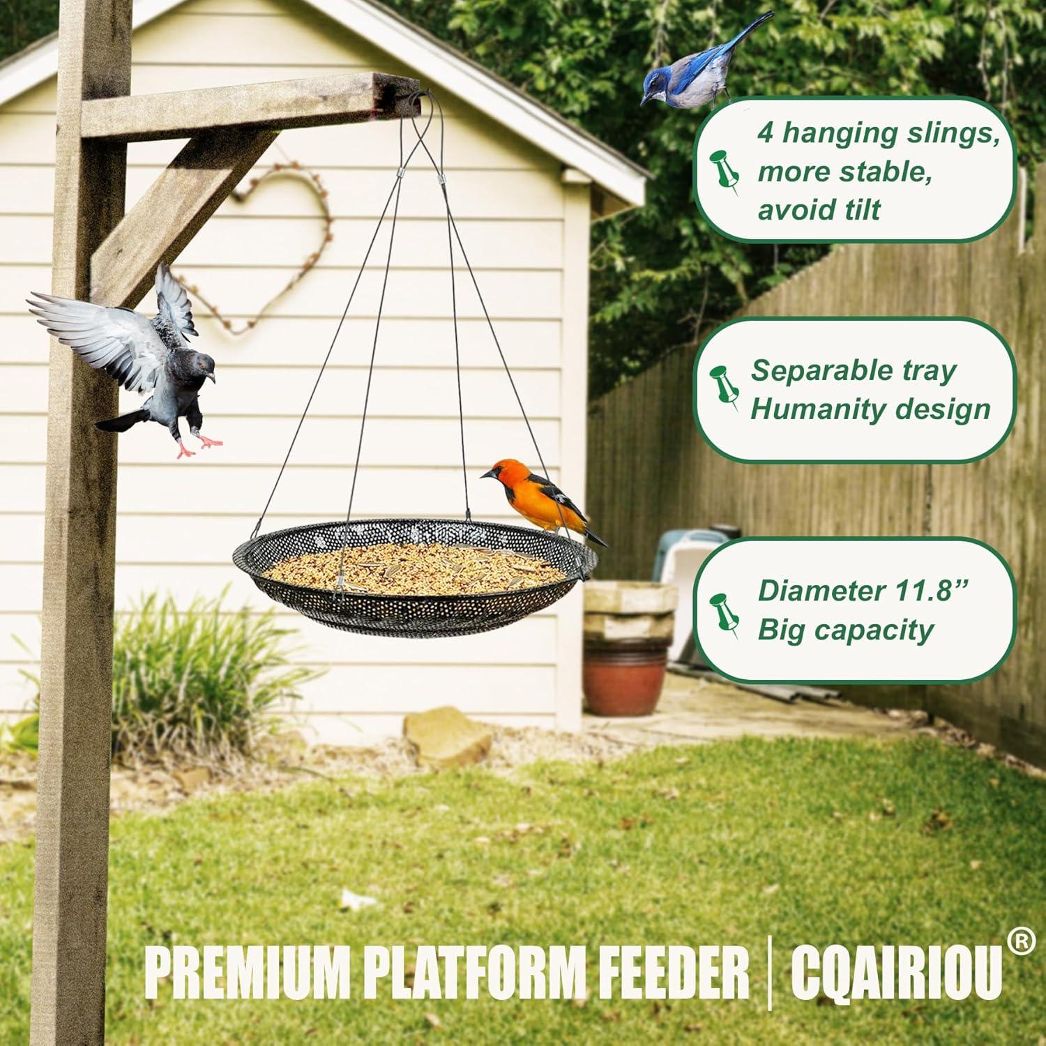 Bandeja de Comedero para Aves Colgante CQAIRIOU 30 cm Acero Inoxidable