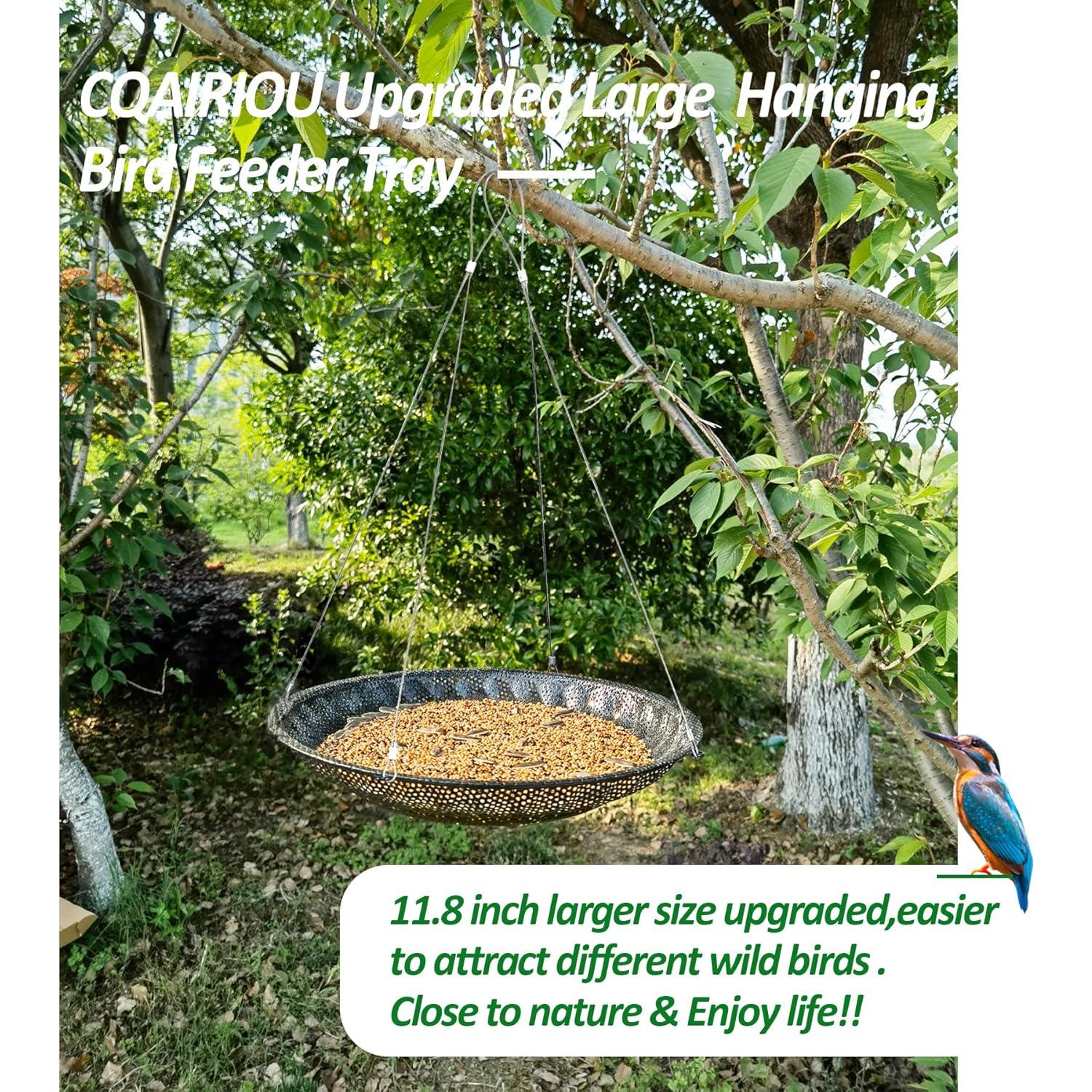 Bandeja de Comedero para Aves Colgante CQAIRIOU 30 cm Acero Inoxidable