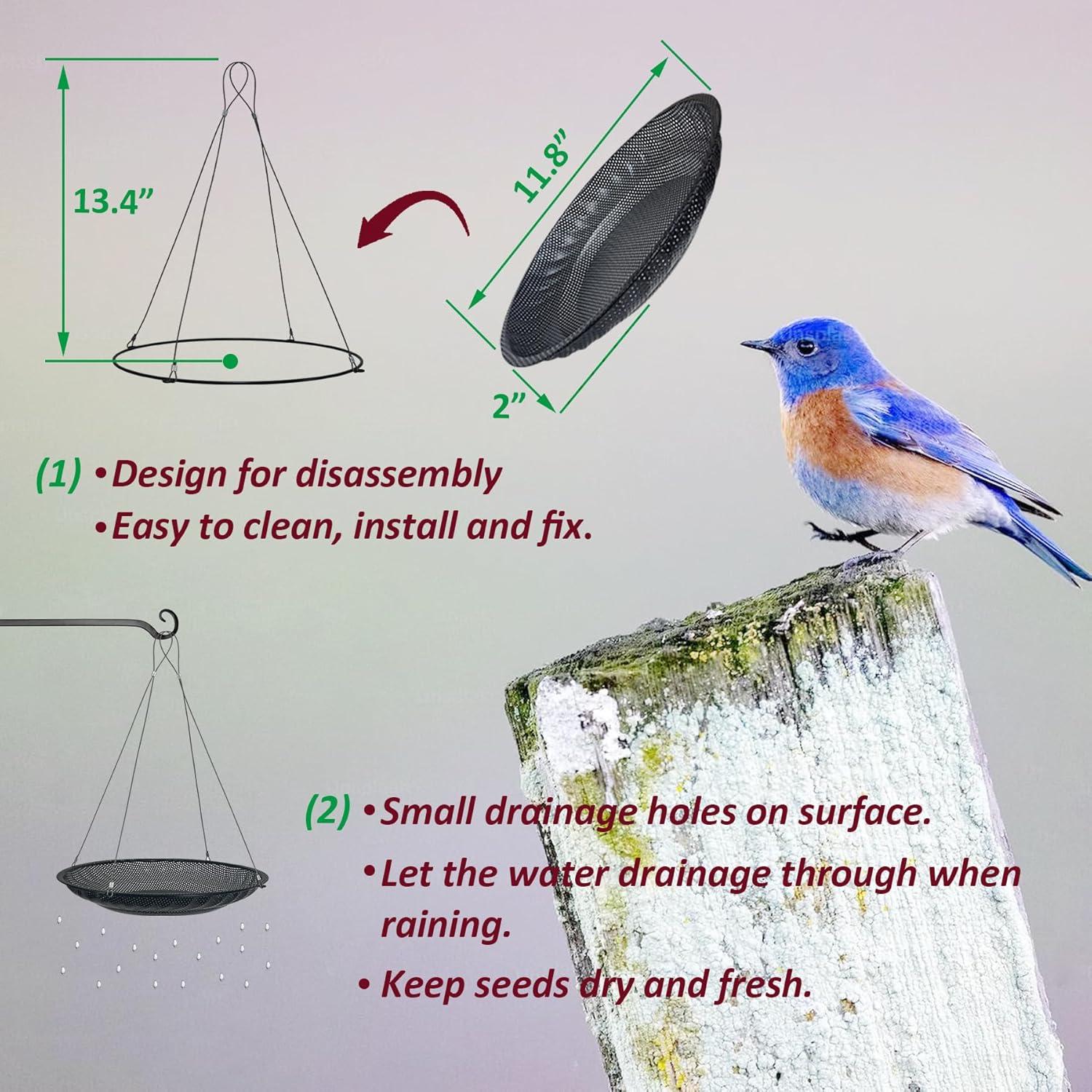 Bandeja de Comedero para Aves Colgante CQAIRIOU 30 cm Acero Inoxidable