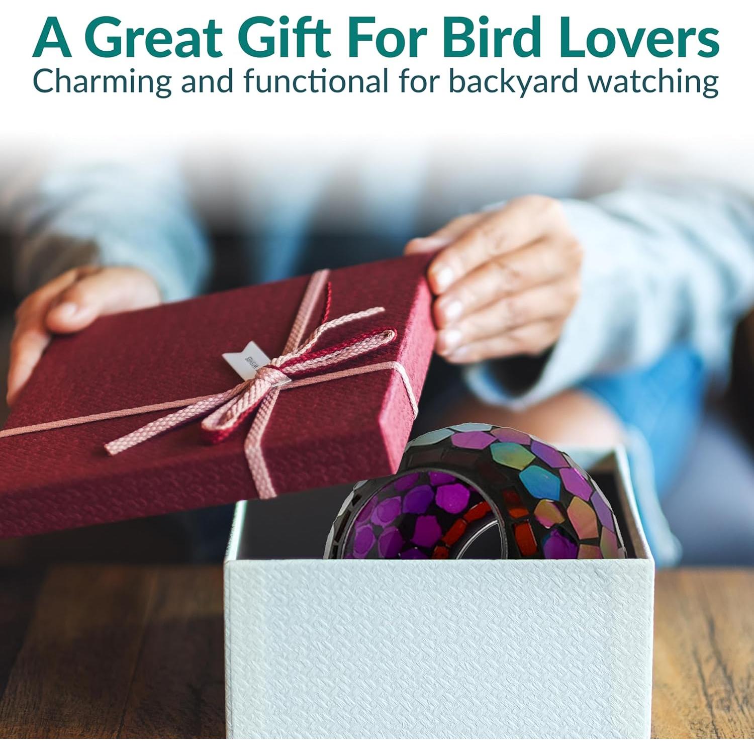 Alimentador de Aves Colgante Sunnydaze de Vidrio Mosaico 15.24 cm