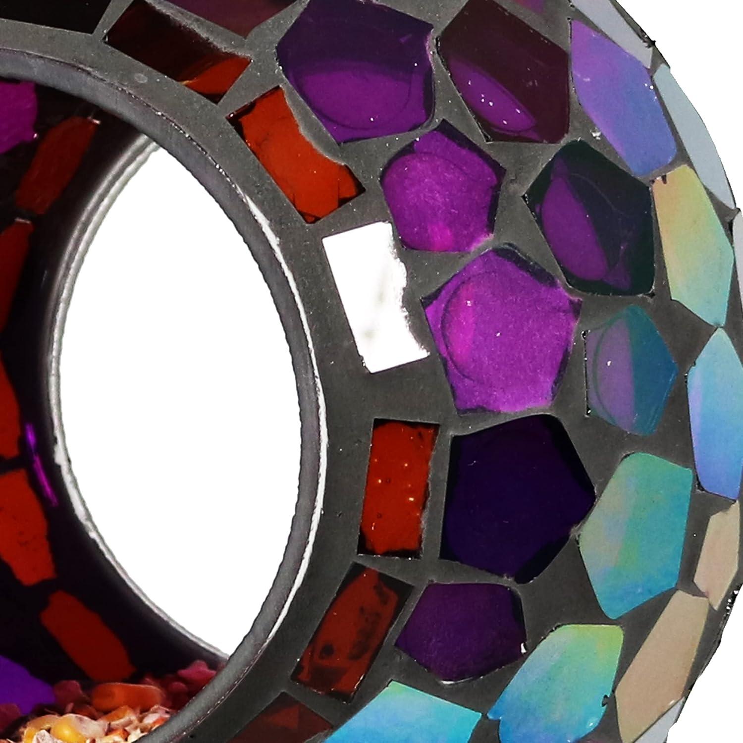 Alimentador de Aves Colgante Sunnydaze de Vidrio Mosaico 15.24 cm