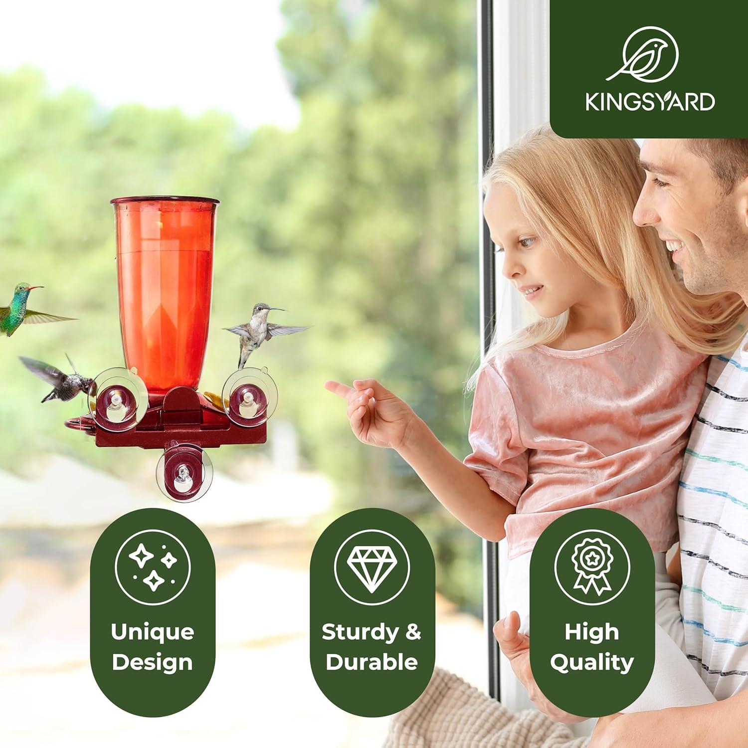 Alimentador de Colibríes Kingsyard 414ml Rojo con 4 Puertos