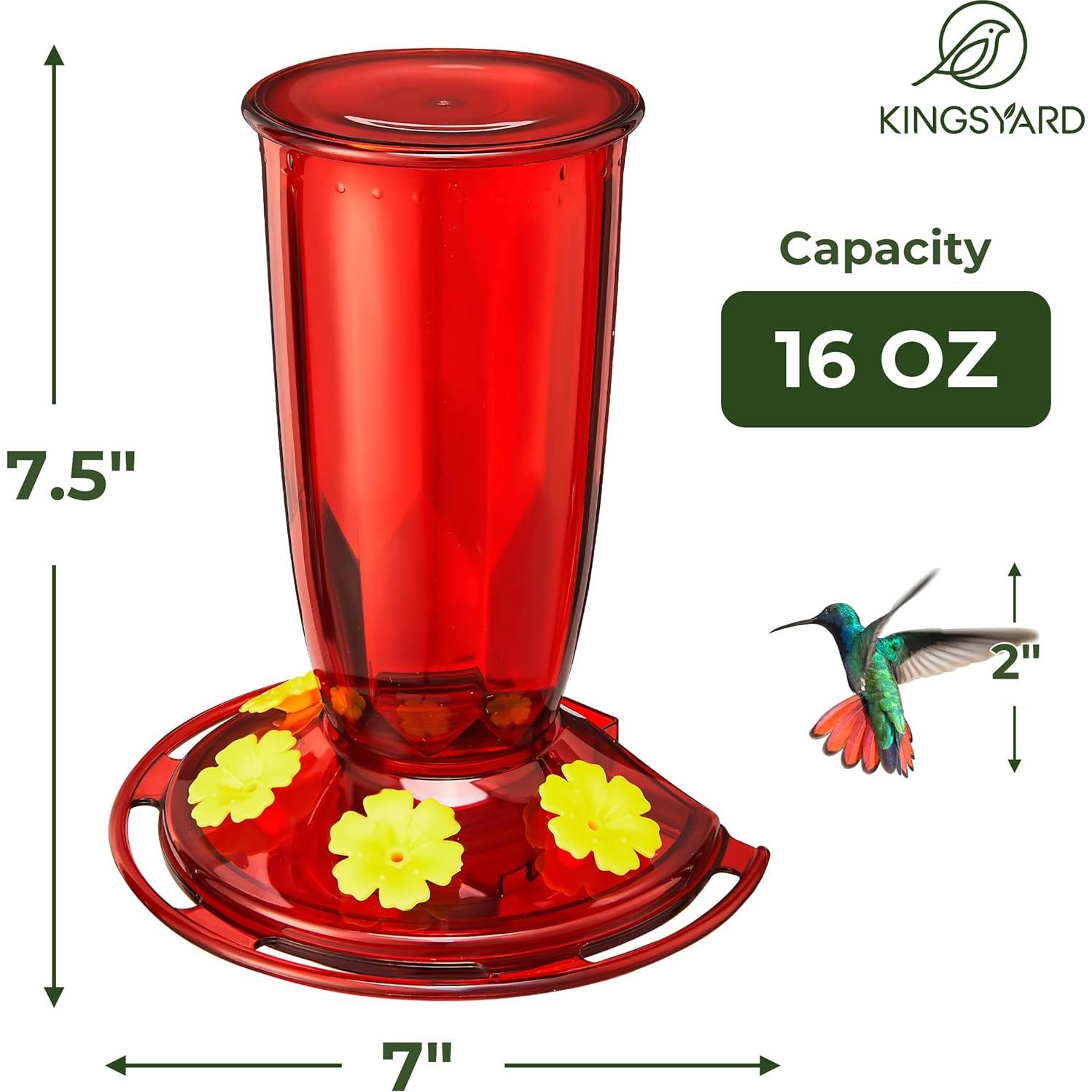 Alimentador de Colibríes Kingsyard 414ml Rojo con 4 Puertos
