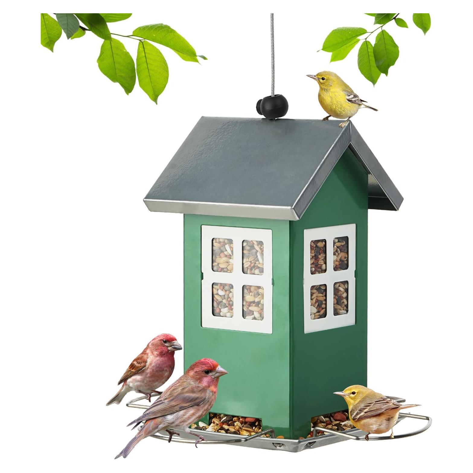 Comedero para Pájaros KIMERSE Casa Pequeña Verde Metal 0.45kg