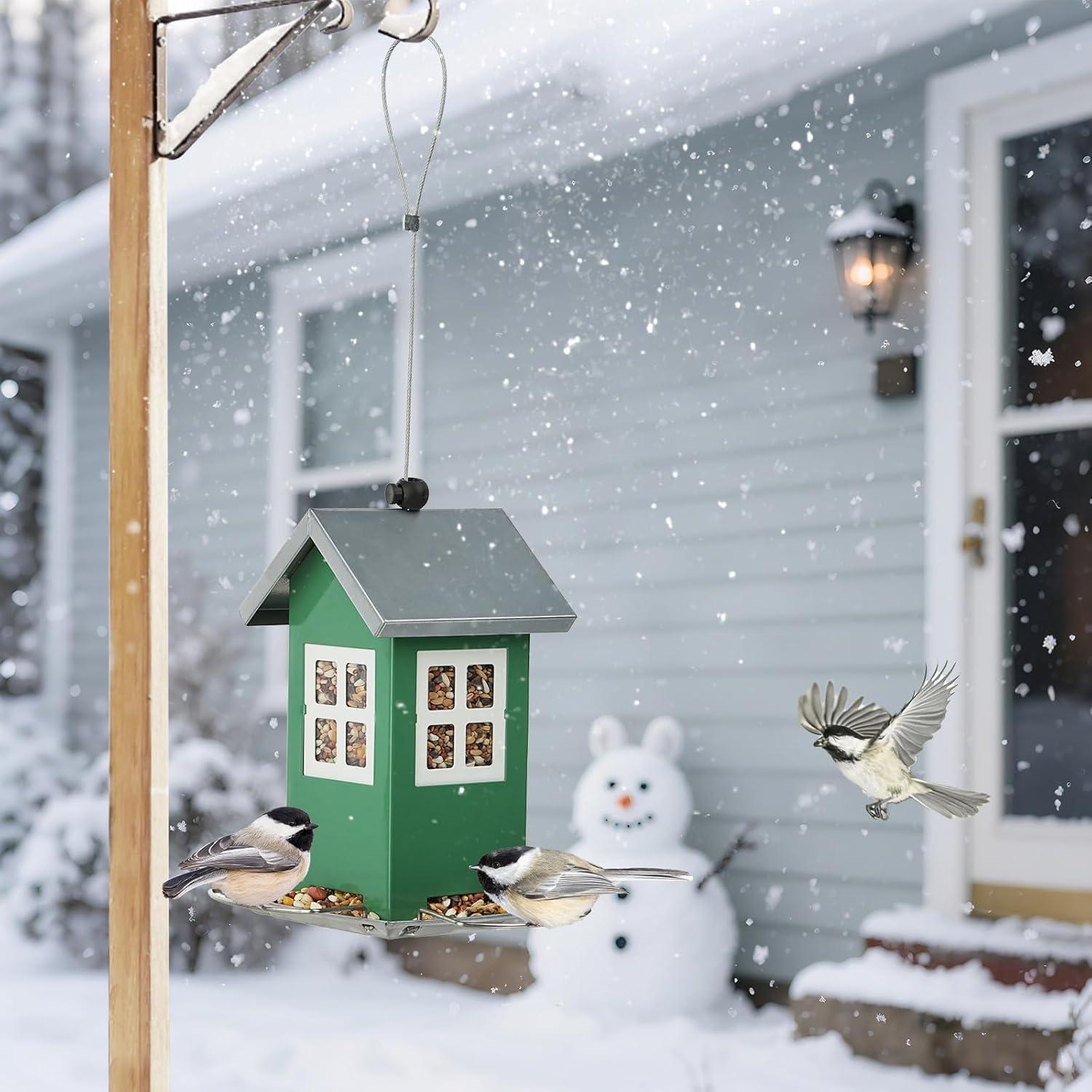 Comedero para Pájaros KIMERSE Casa Pequeña Verde Metal 0.45kg