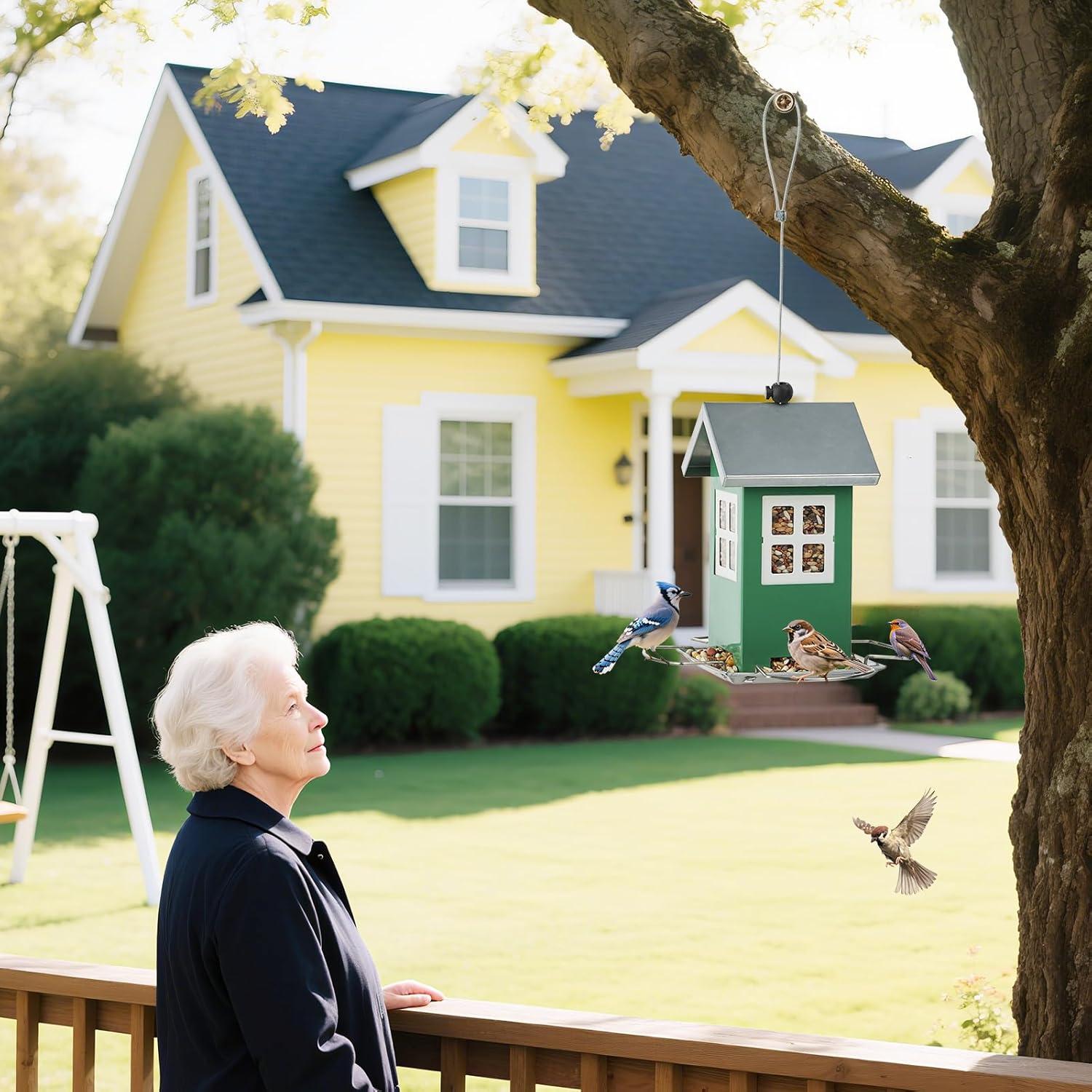 Comedero para Pájaros KIMERSE Casa Pequeña Verde Metal 0.45kg