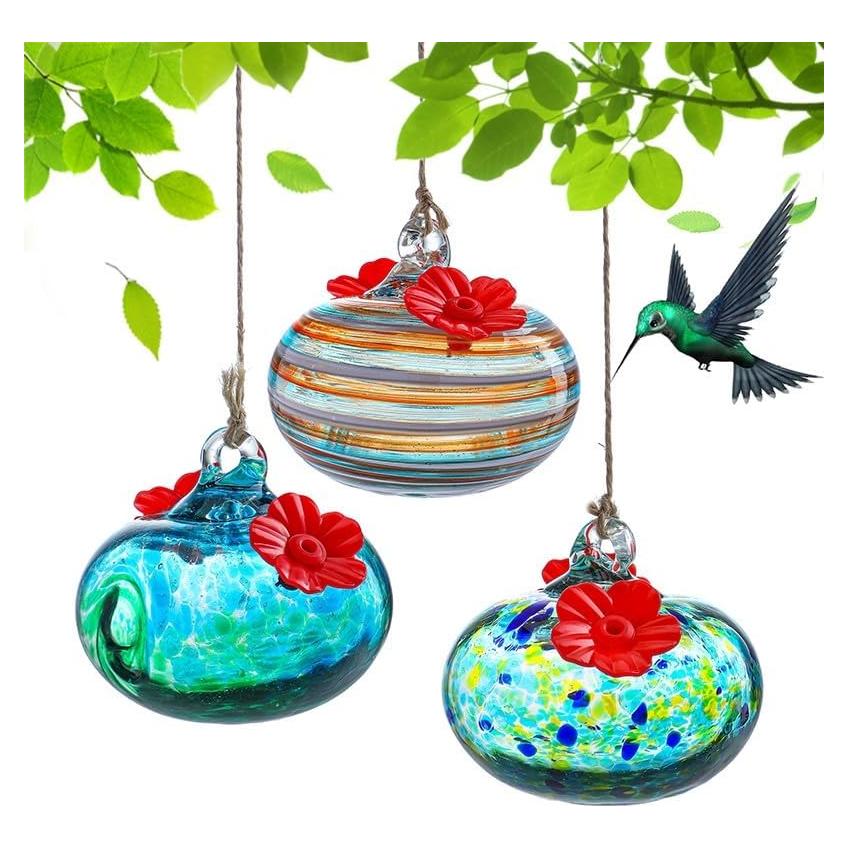 3 Alimentadores de Colibrí de Vidrio KRISININE para Exteriores