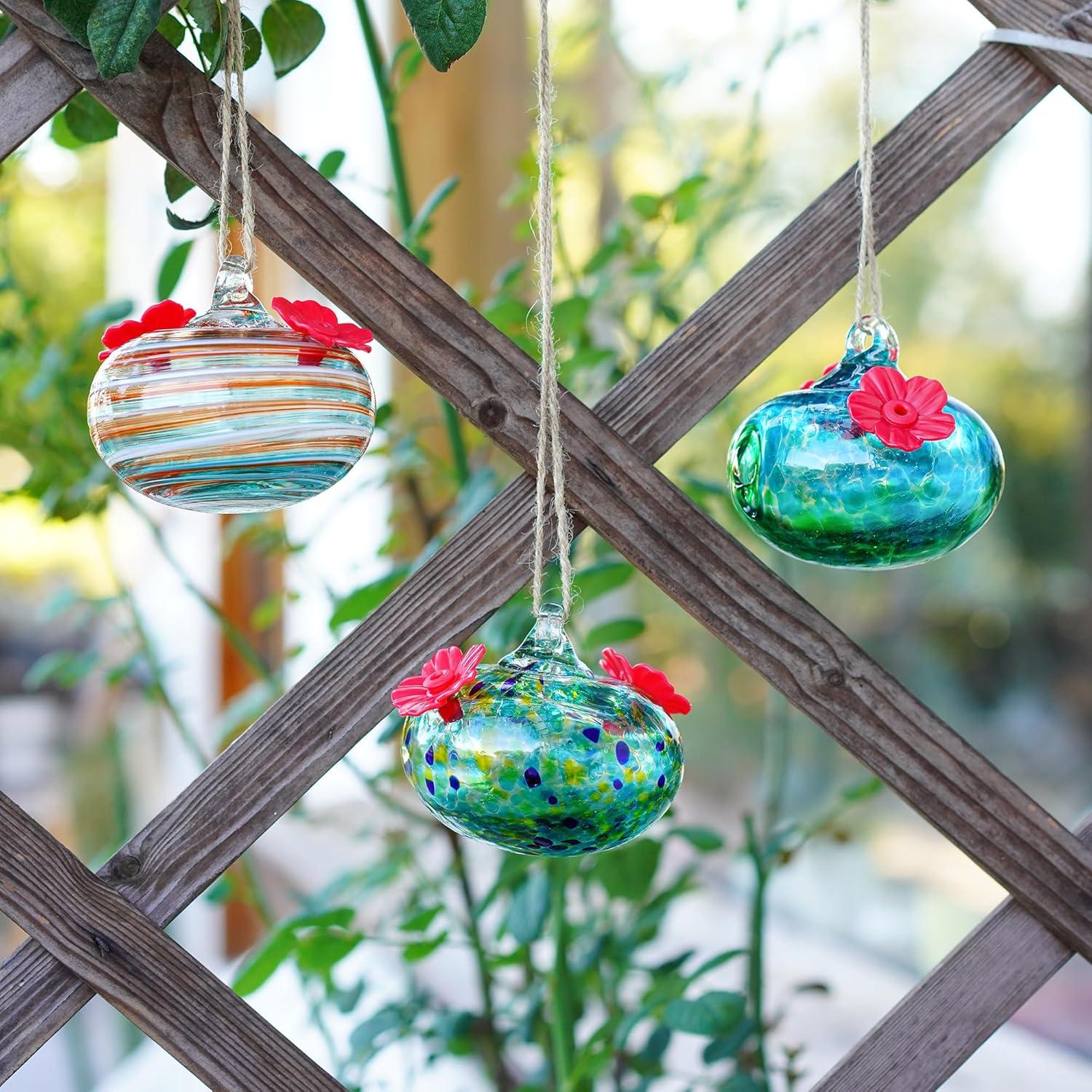 3 Alimentadores de Colibrí de Vidrio KRISININE para Exteriores