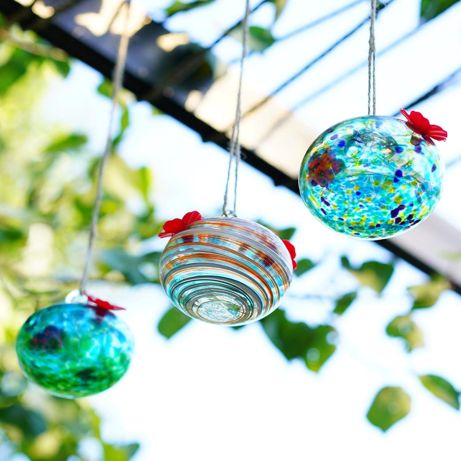 3 Alimentadores de Colibrí de Vidrio KRISININE para Exteriores