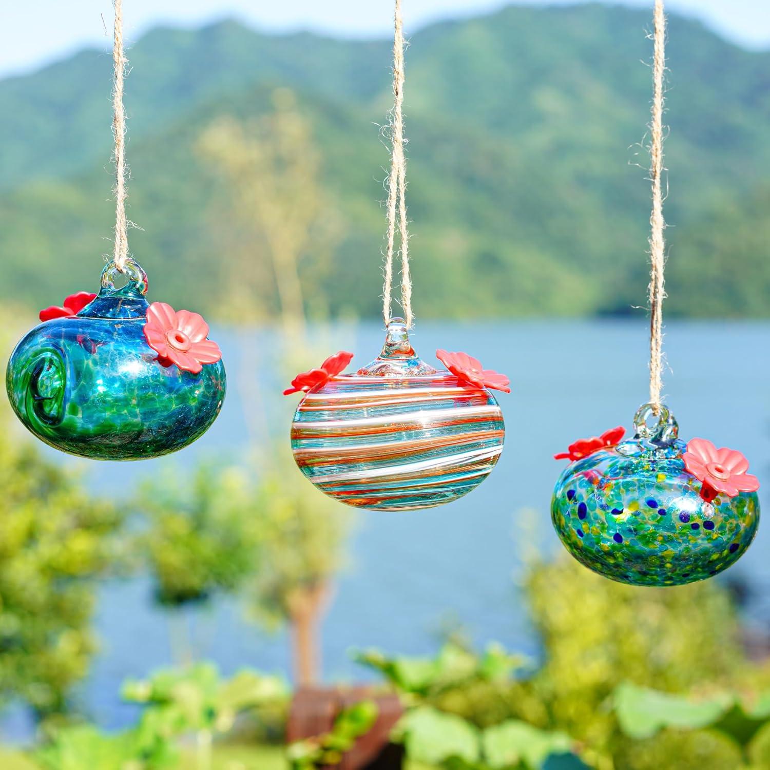 3 Alimentadores de Colibrí de Vidrio KRISININE para Exteriores