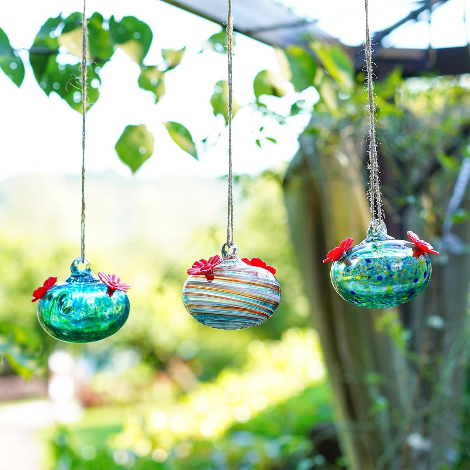 3 Alimentadores de Colibrí de Vidrio KRISININE para Exteriores