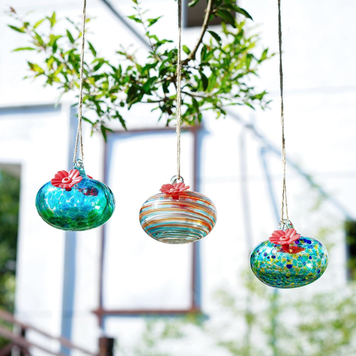 3 Alimentadores de Colibrí de Vidrio KRISININE para Exteriores