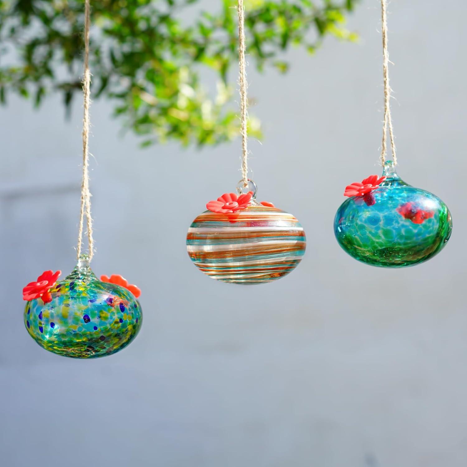 3 Alimentadores de Colibrí de Vidrio KRISININE para Exteriores