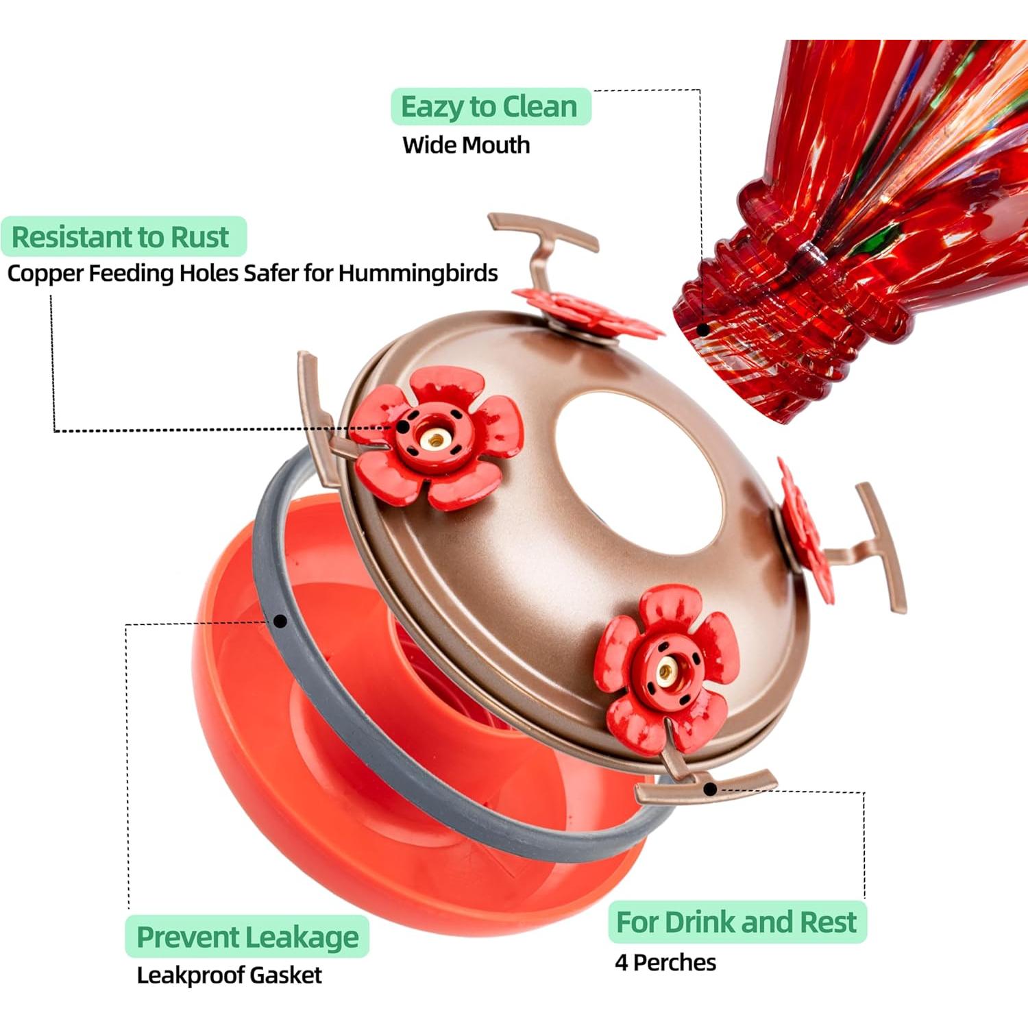 Alimentador de Colibrí de Vidrio Soplado LaElvish Garden 0.95kg