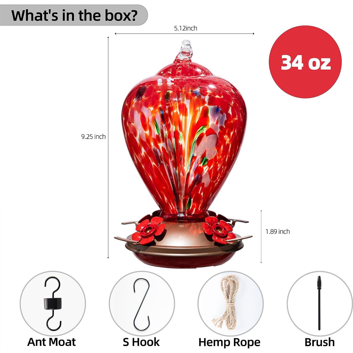 Alimentador de Colibrí de Vidrio Soplado LaElvish Garden 0.95kg