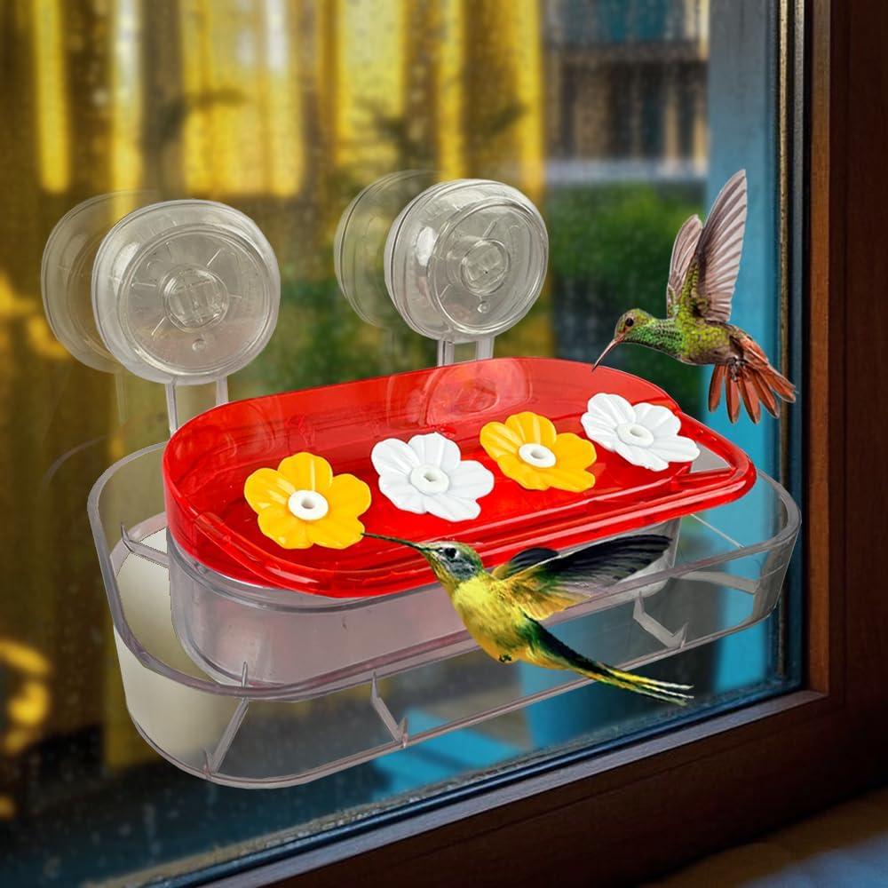Alimentador de Colibrí de Ventana WLLKOO 10 oz con 4 Puertos