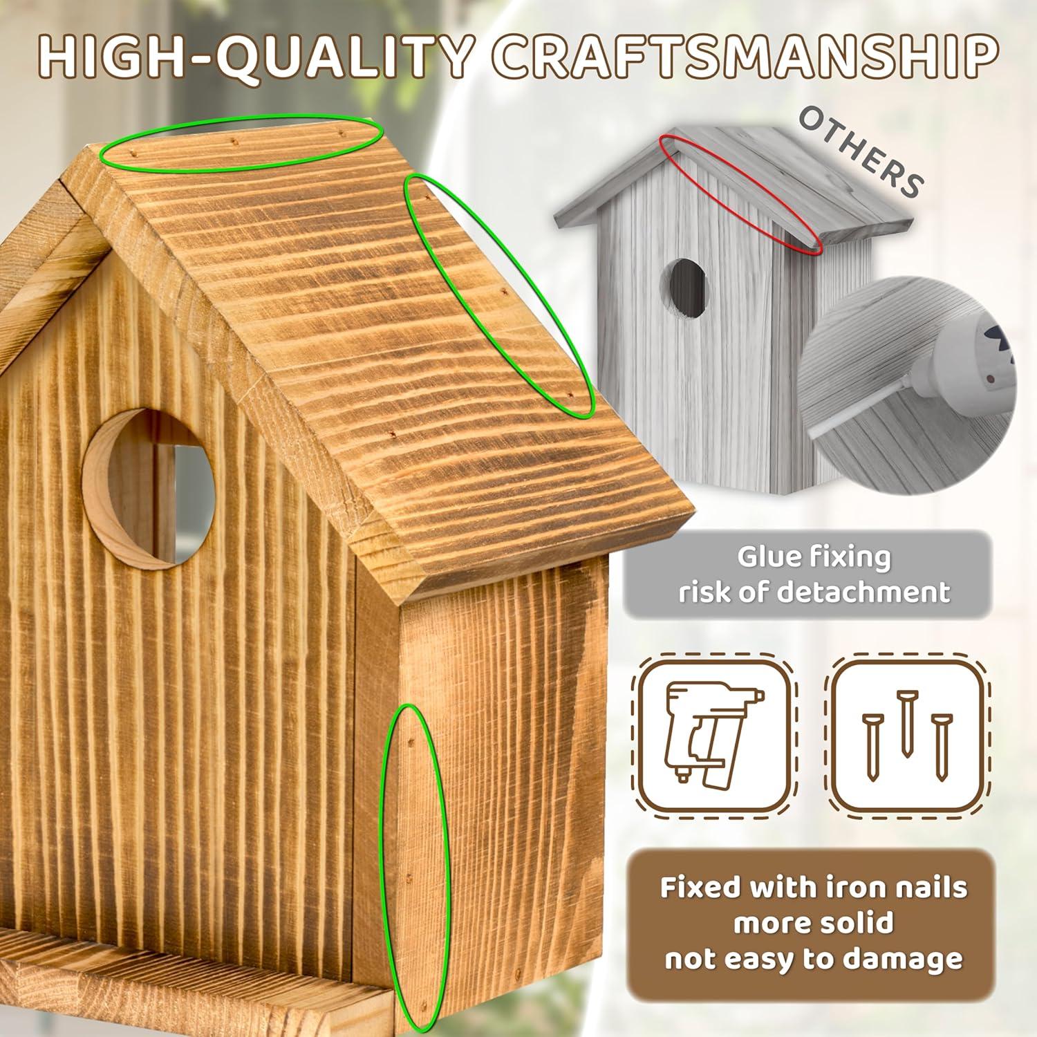 Casa para Pájaros de Ventana ANSTEEP 14x17.8cm Madera Marrón