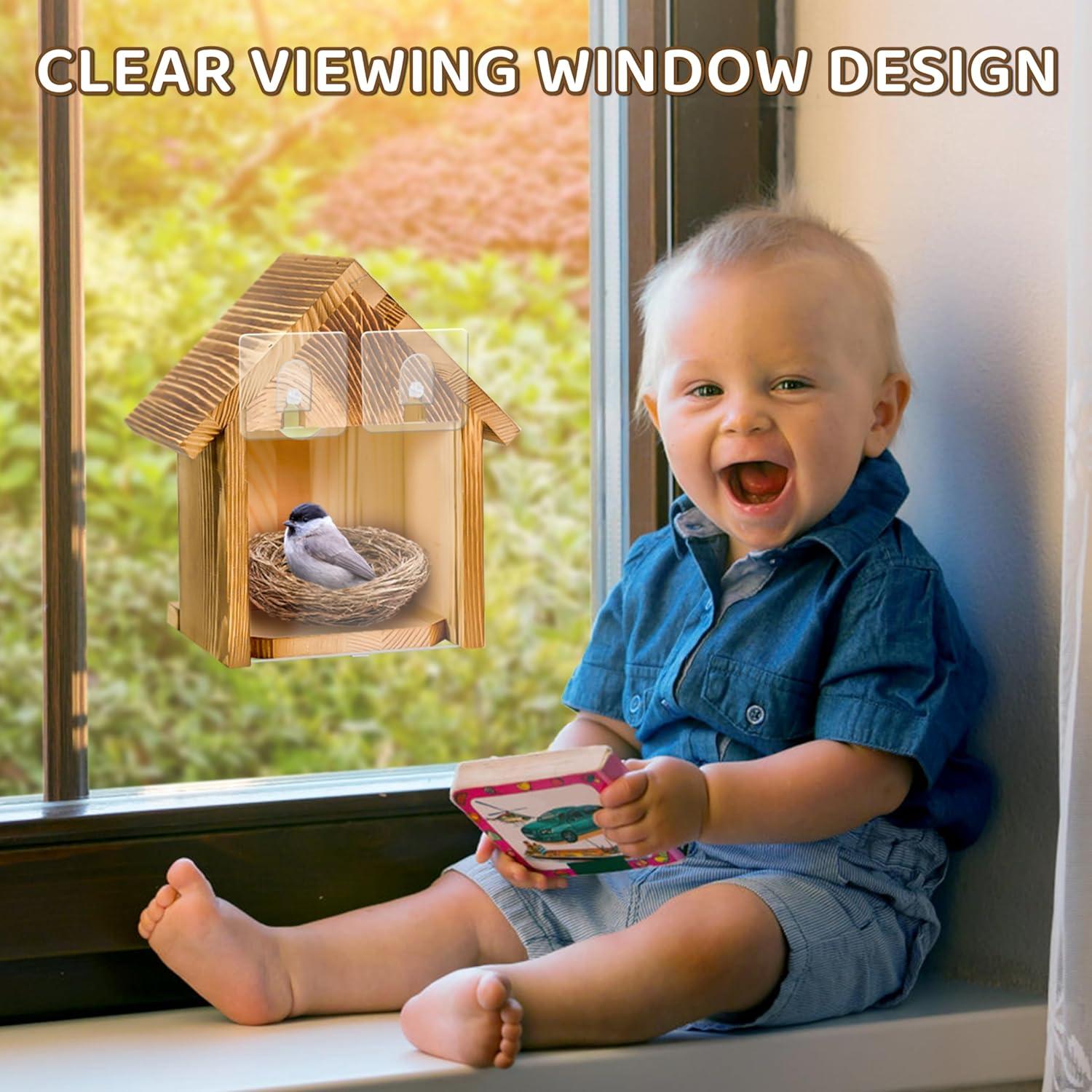 Casa para Pájaros de Ventana ANSTEEP 14x17.8cm Madera Marrón