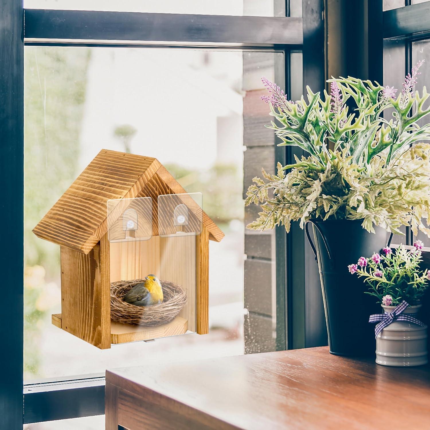 Casa para Pájaros de Ventana ANSTEEP 14x17.8cm Madera Marrón