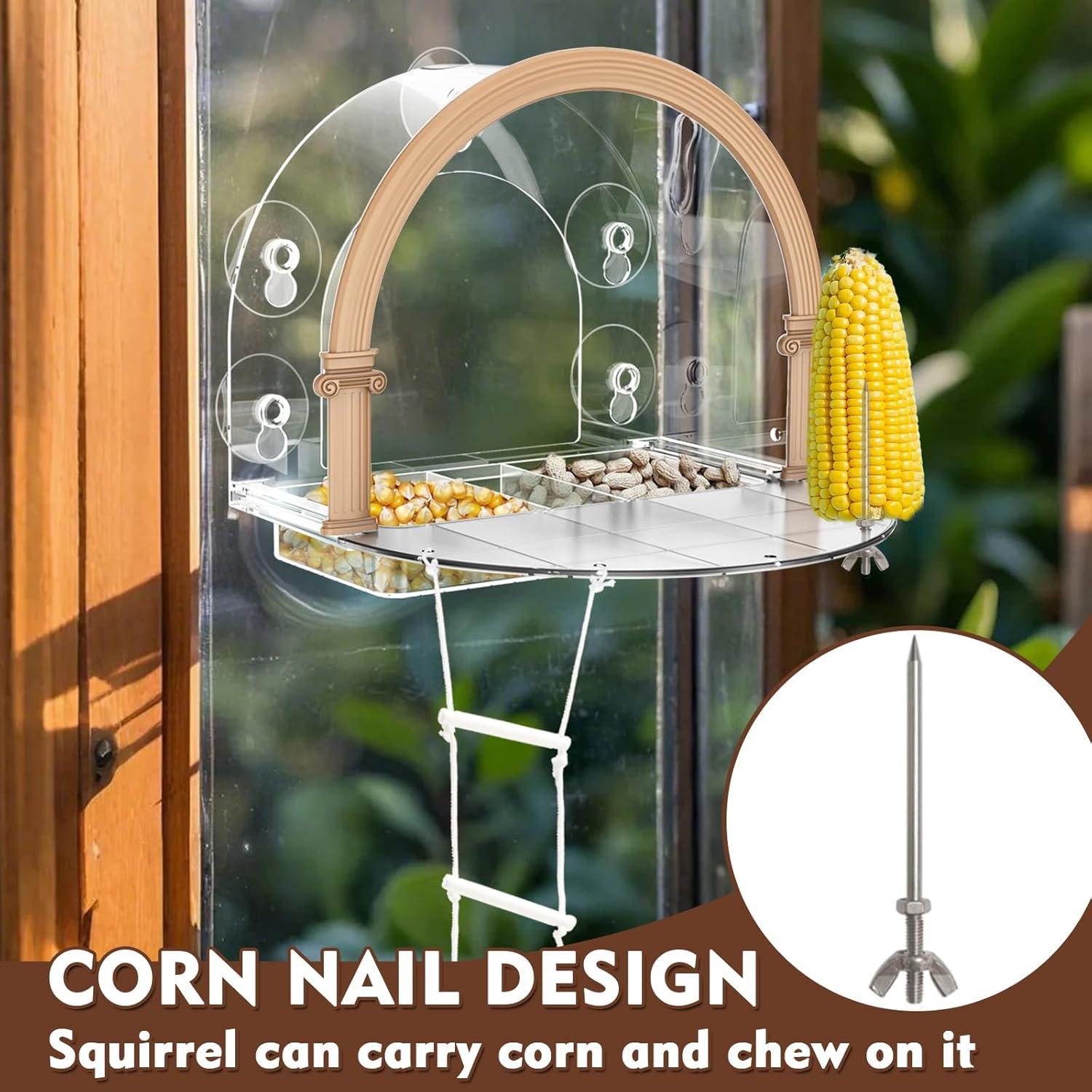 Comedero para Ardillas de Ventana GelinRedcap - Grande y Transparente