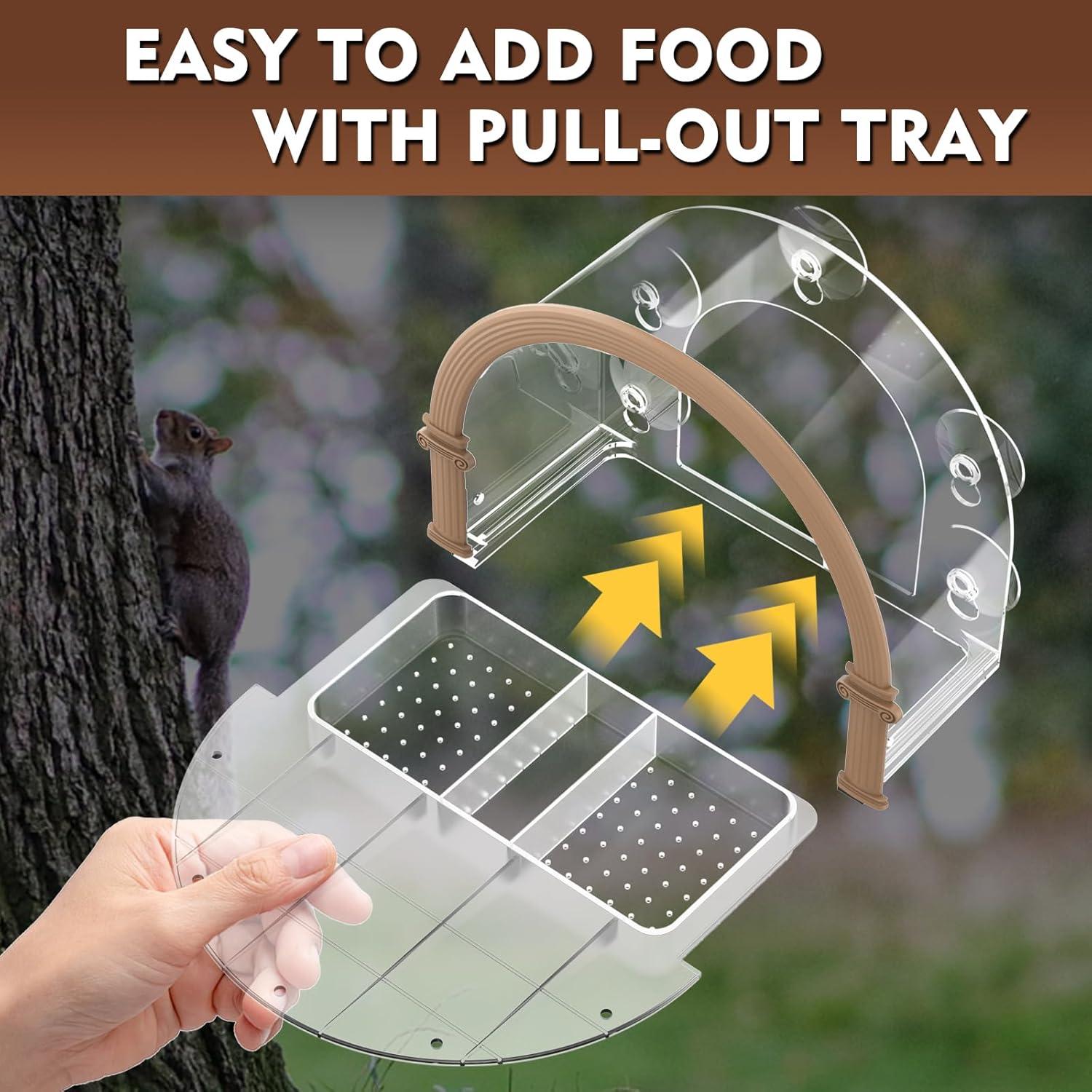 Comedero para Ardillas de Ventana GelinRedcap - Grande y Transparente