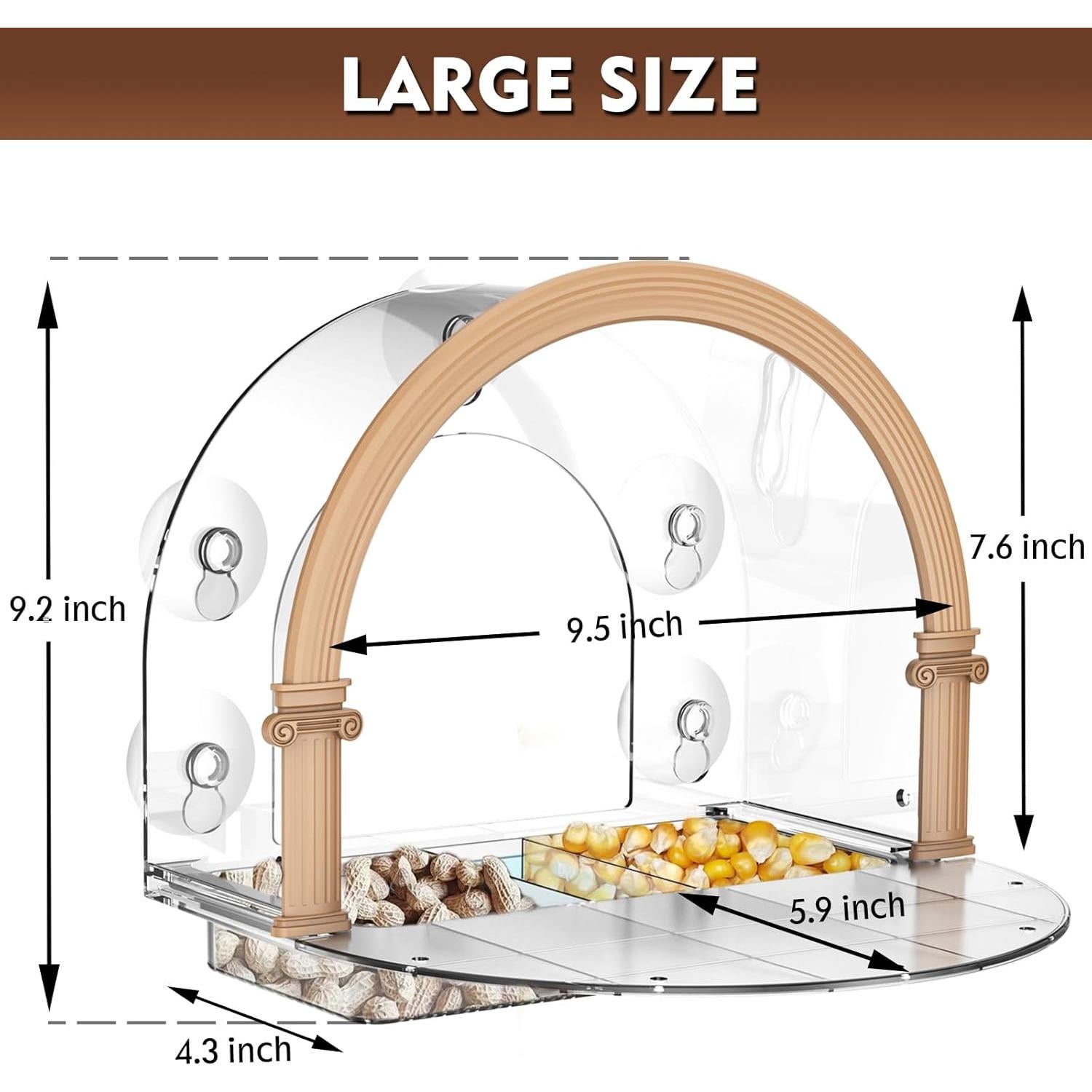 Comedero para Ardillas de Ventana GelinRedcap - Grande y Transparente