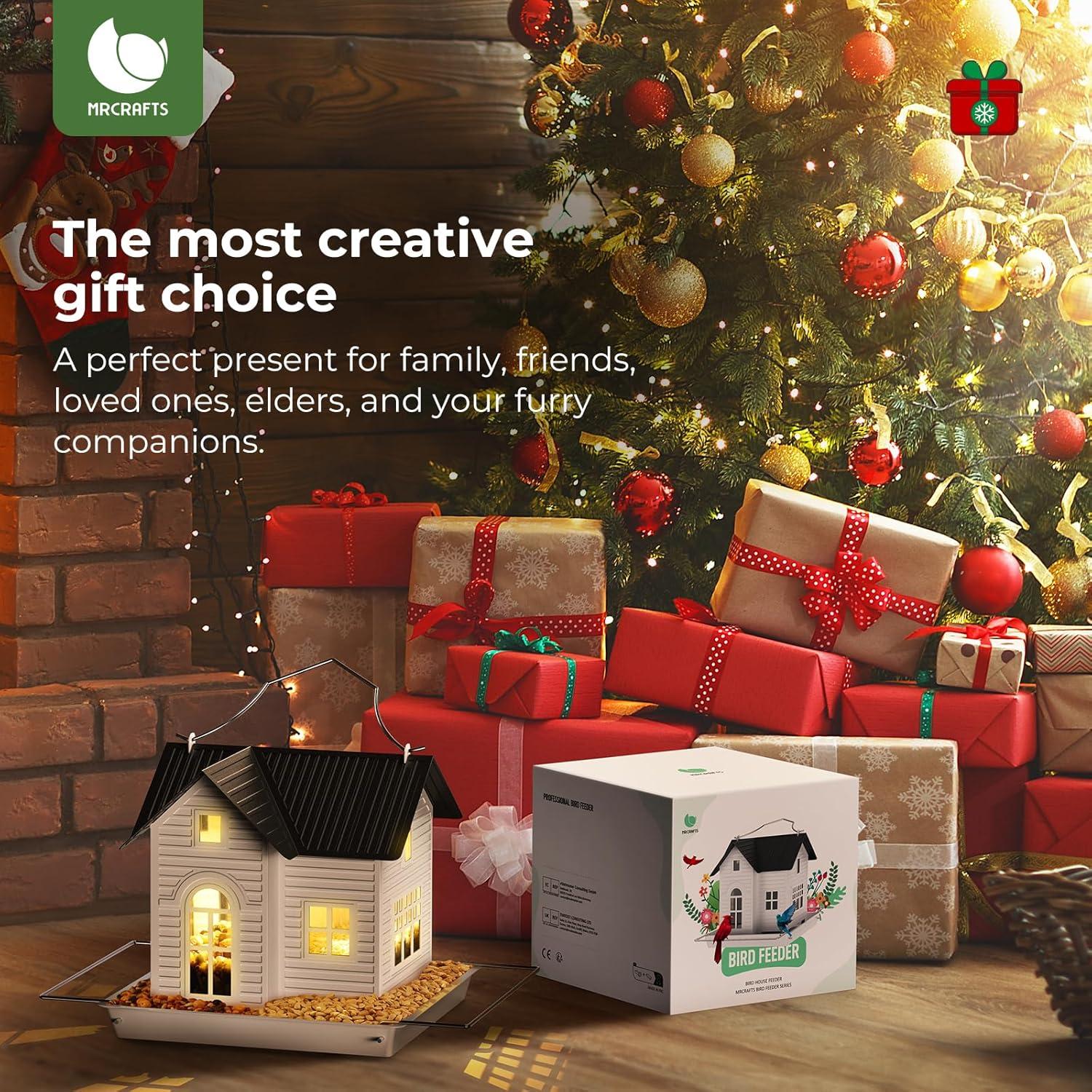 Alimentador Solar para Aves Mrcrafts Casa de Metal Colgante