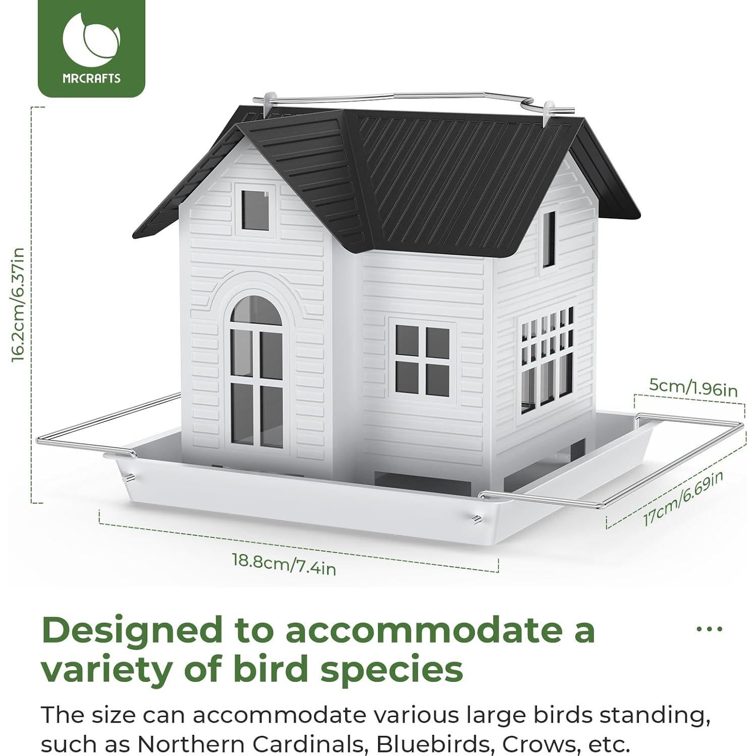 Alimentador Solar para Aves Mrcrafts Casa de Metal Colgante