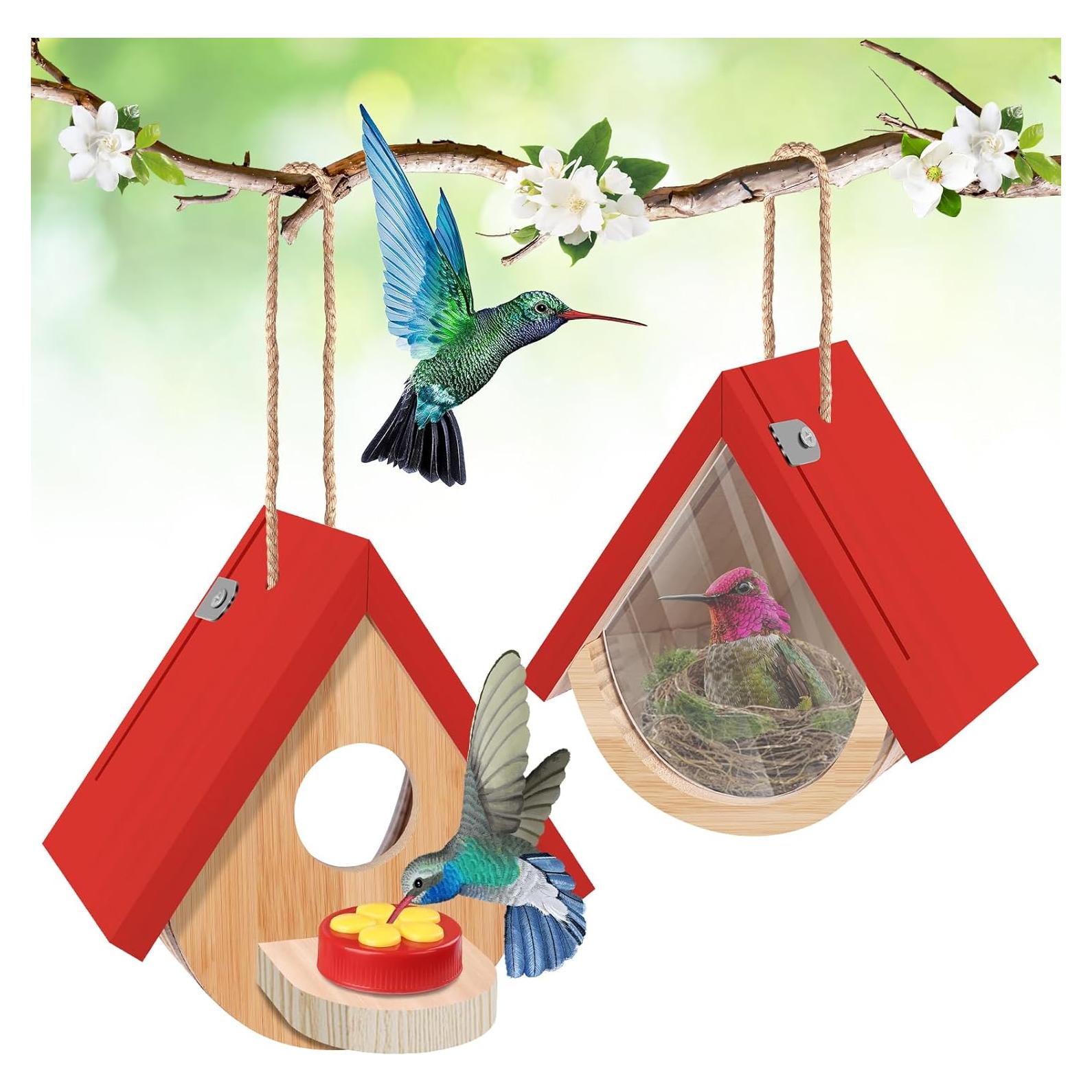 Paquete de 2 casas para colibríes Phoncoo con comedero