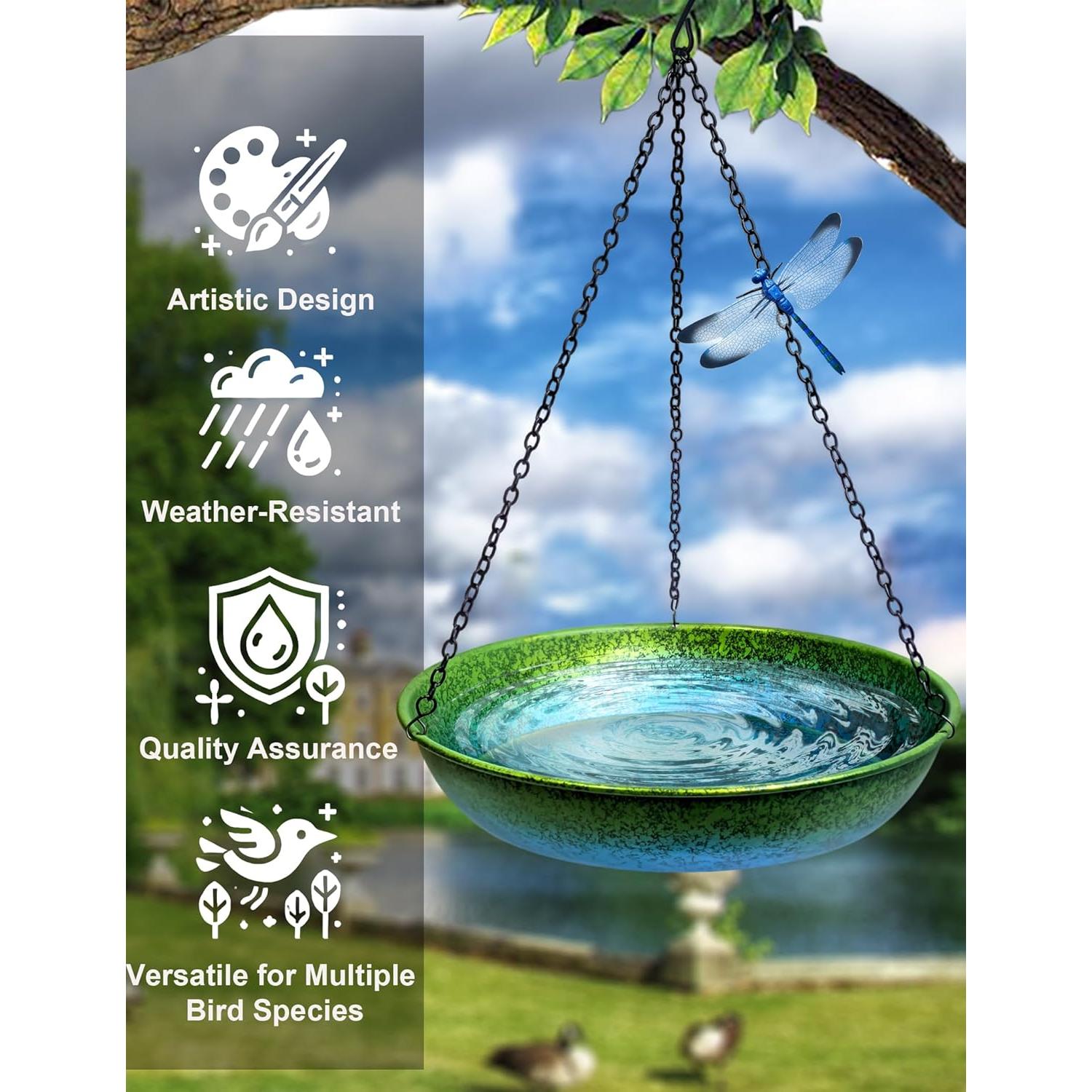 Baño de Aves Colgante SAC SMARTEN ARTS Gradiente Azul Verde 28 cm