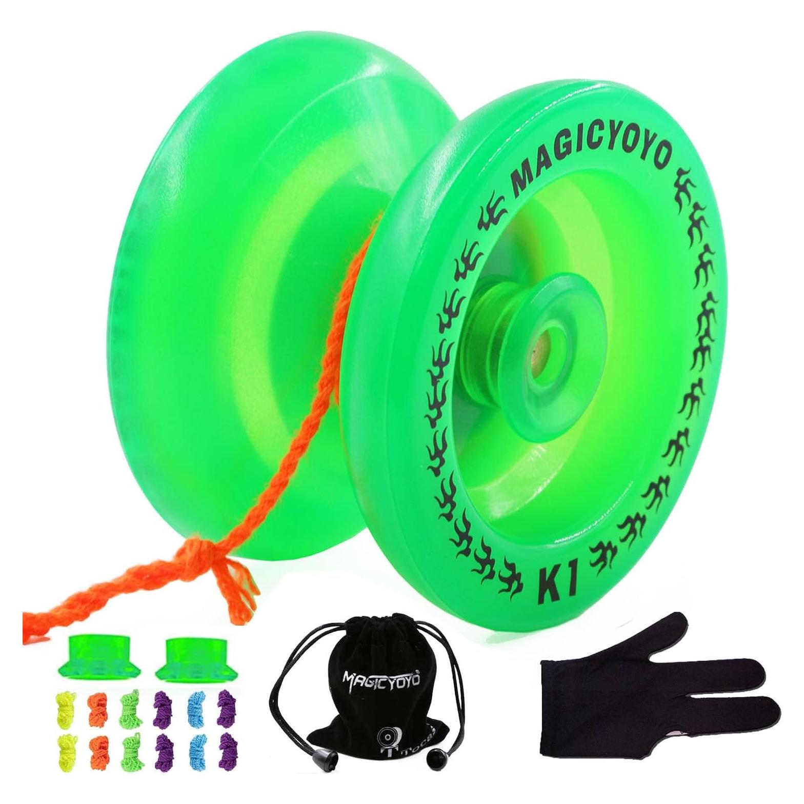 Yoyo MAGICYOYO K1 Verde para Niños y Principiantes, Brilla en la Oscuridad