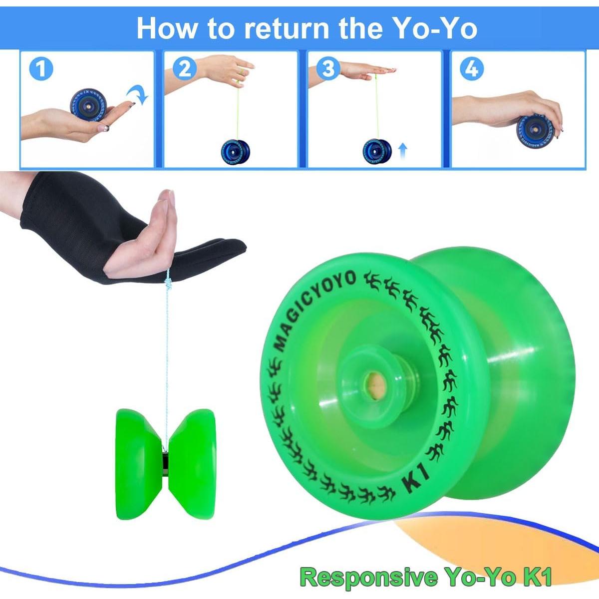 Yoyo MAGICYOYO K1 Verde para Niños y Principiantes, Brilla en la Oscuridad