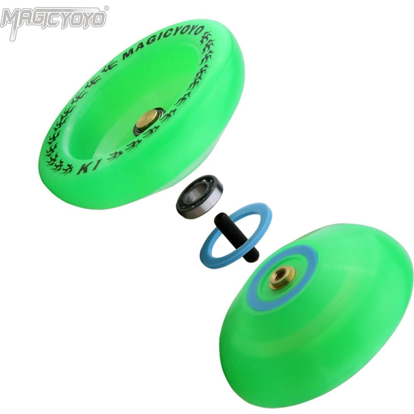 Yoyo MAGICYOYO K1 Verde para Niños y Principiantes, Brilla en la Oscuridad
