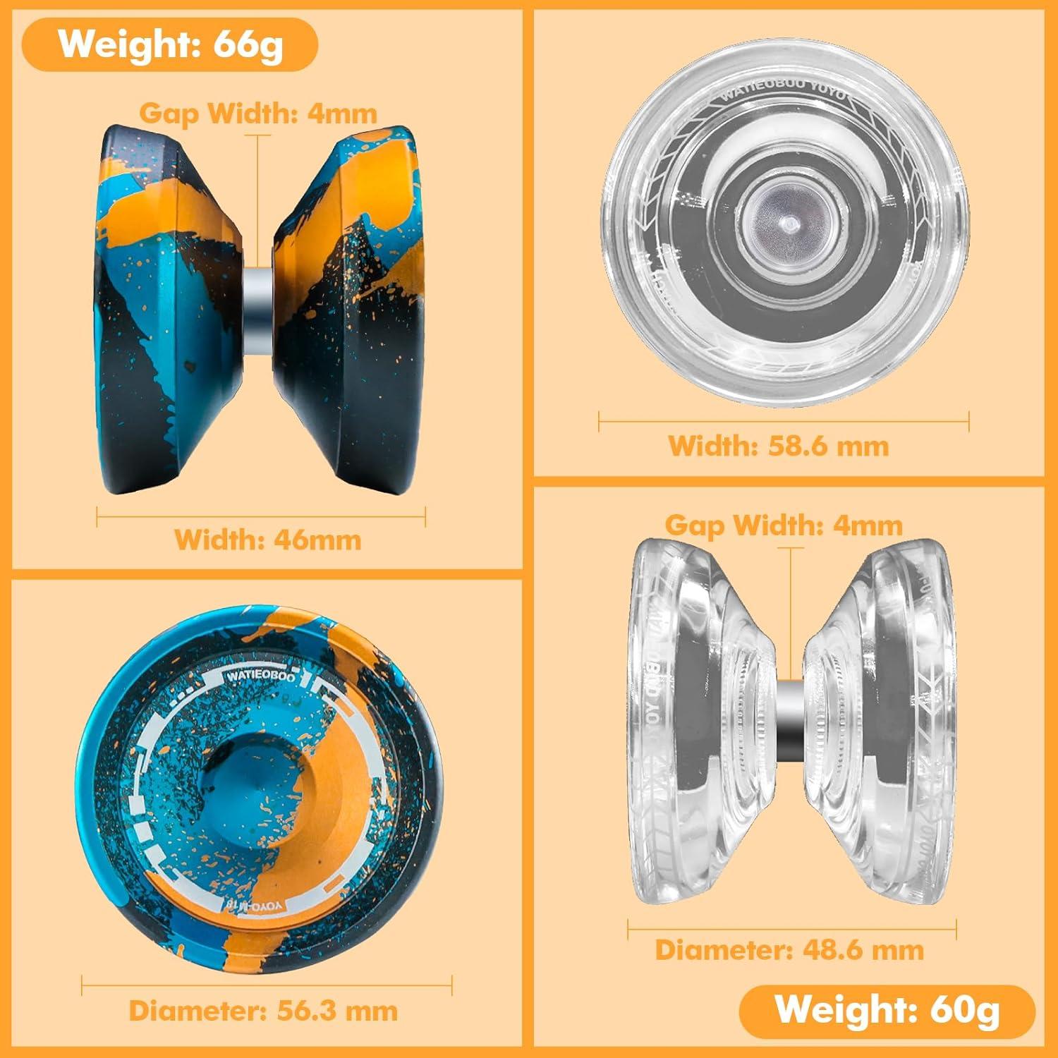 Juego de Yo-Yo WATIEOBOO 2 Piezas Metal y Cristal para Todos