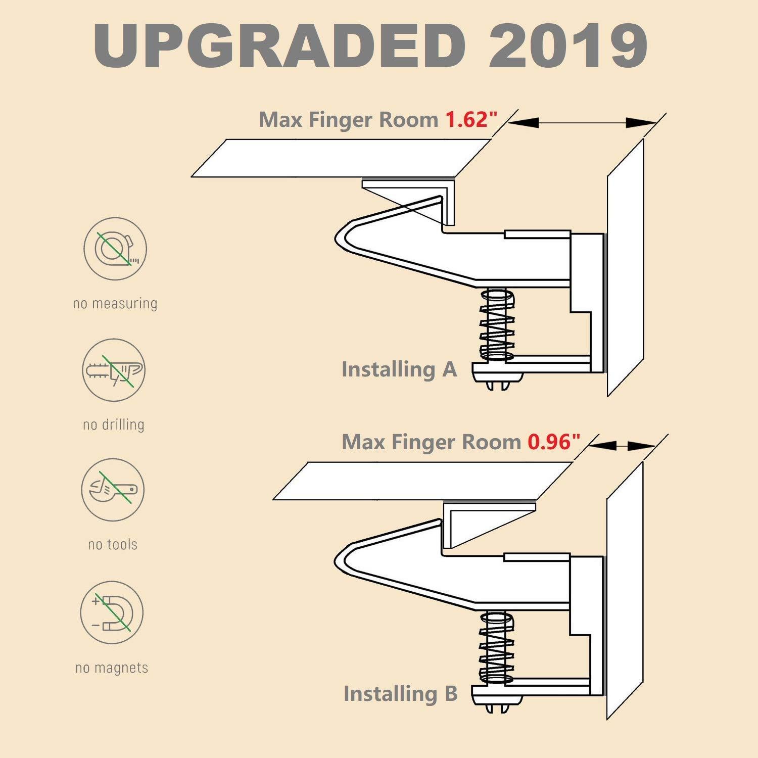 Cerraduras de Gabinete OKEFAN para Seguridad Infantil - 12 Pzas