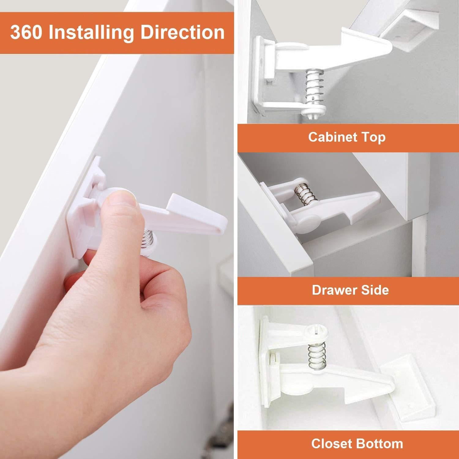 Cerraduras de Gabinete OKEFAN para Seguridad Infantil - 12 Pzas